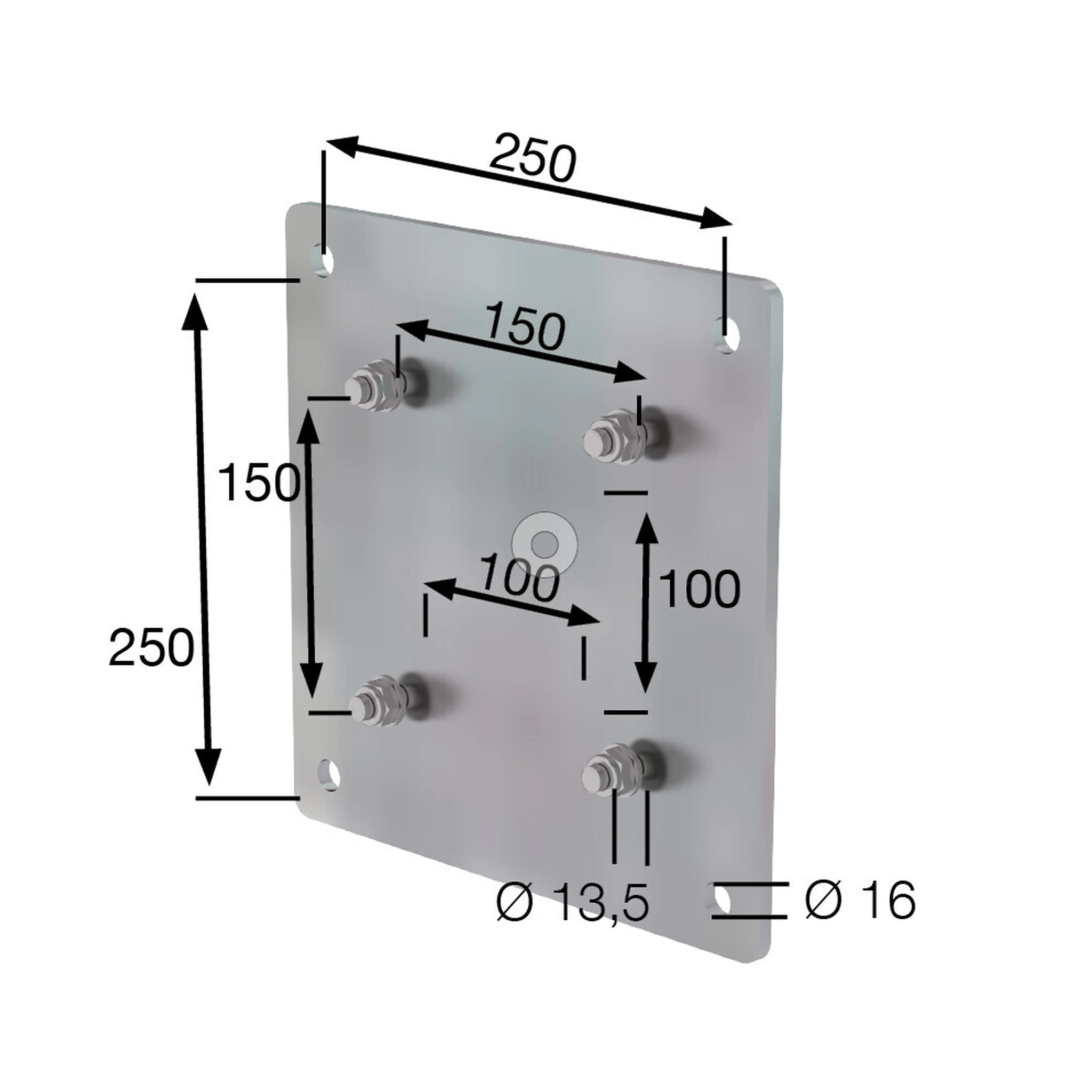 MUNK | Adapterplatte Stahl feuerverzinkt 150 x 150 mm – Bild 2