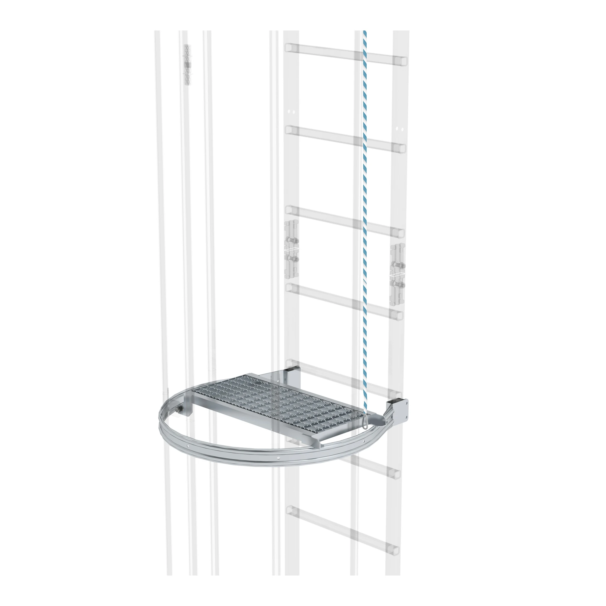 MUNK | Zwischenplattform, klappbar Alu blank