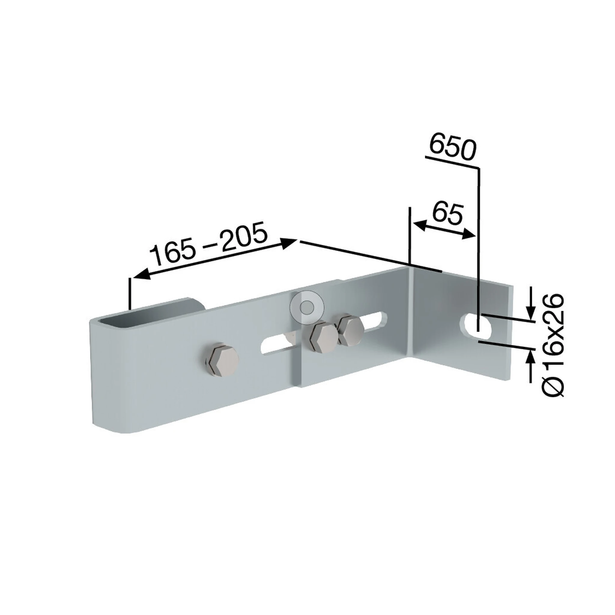 MUNK | Wandhalter, verstellbar 165-205mm, Stahl-verzinkt – Bild 2