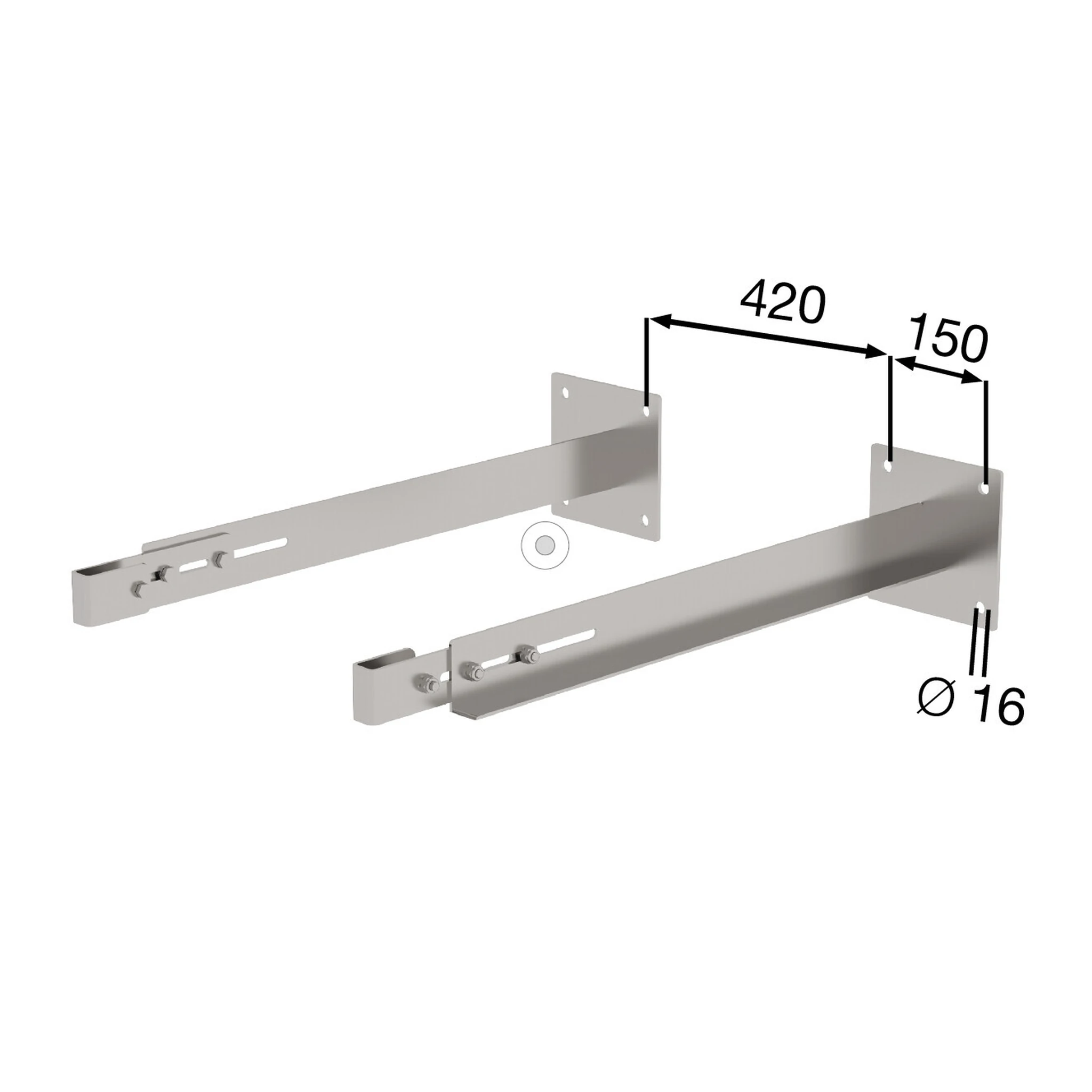 MUNK | Sonderwandhalter, Verstellbereich 800-900mm, Edelstahl – Bild 2