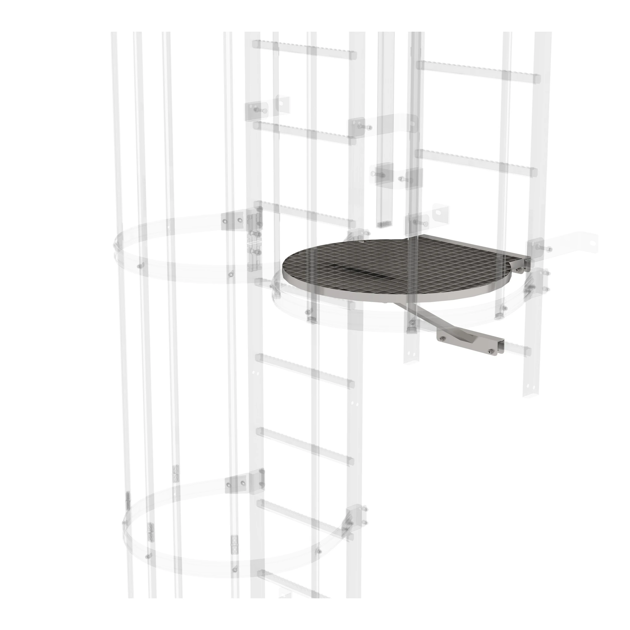 MUNK | Umsteigeplattform zwischen Leiterzügen Ø 700 mm Edelstahl V2A