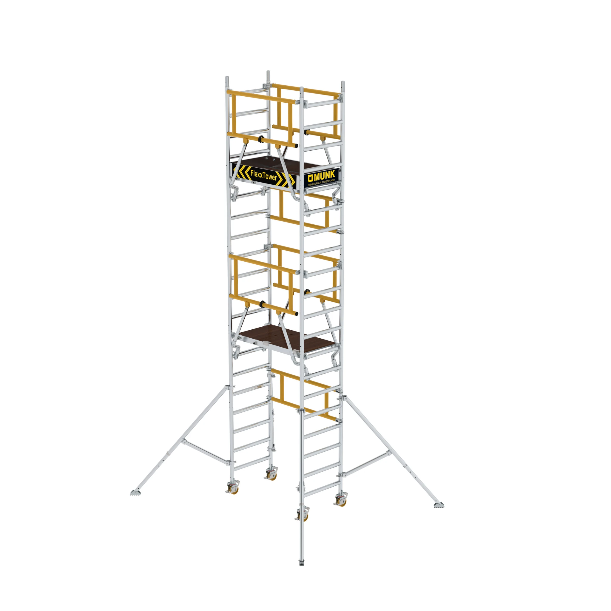 MUNK | FlexxTower SG mit vorlaufendem Geländer Plattformhöhe 4,10 m