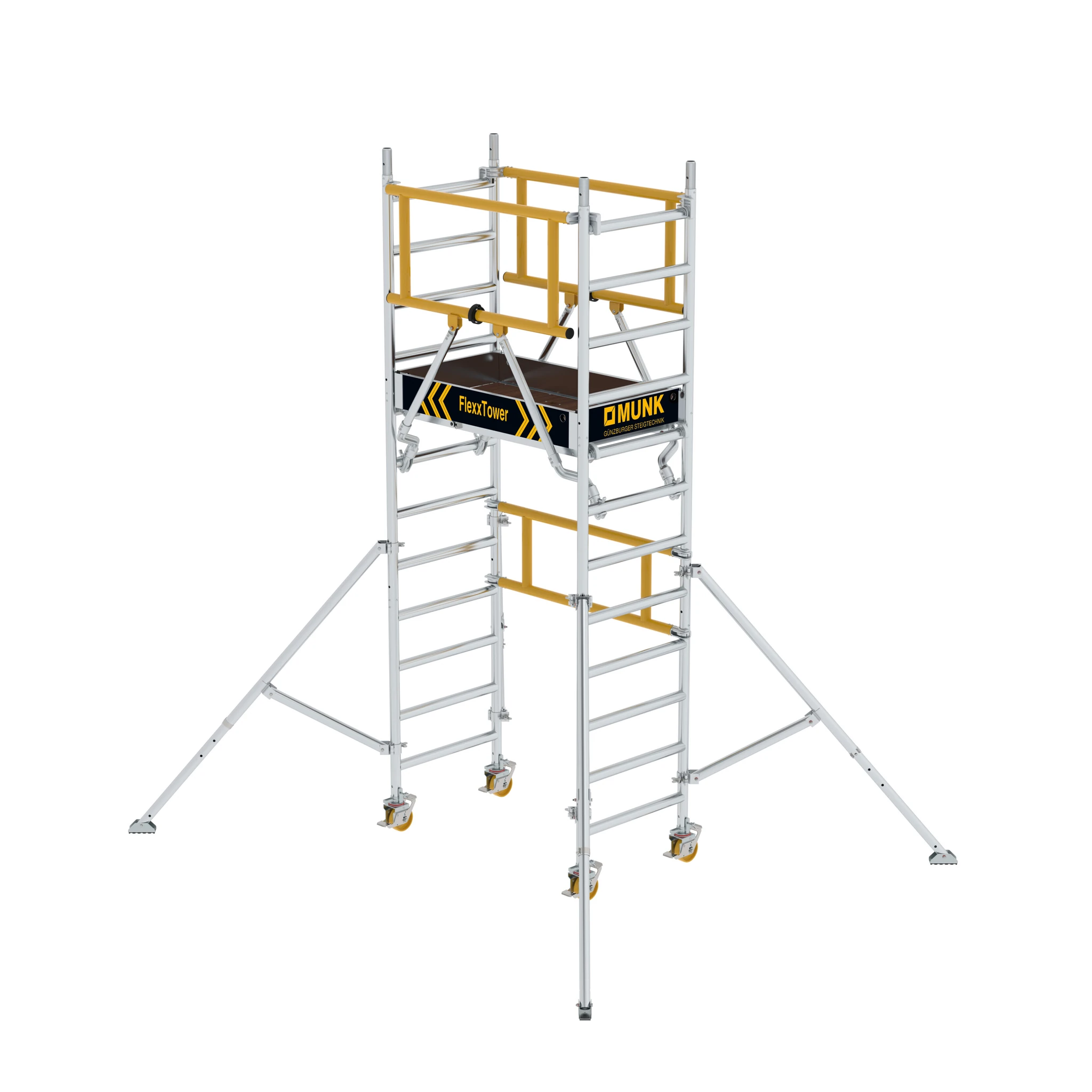 MUNK | FlexxTower SG mit vorlaufendem Geländer Plattformhöhe 2,10 m