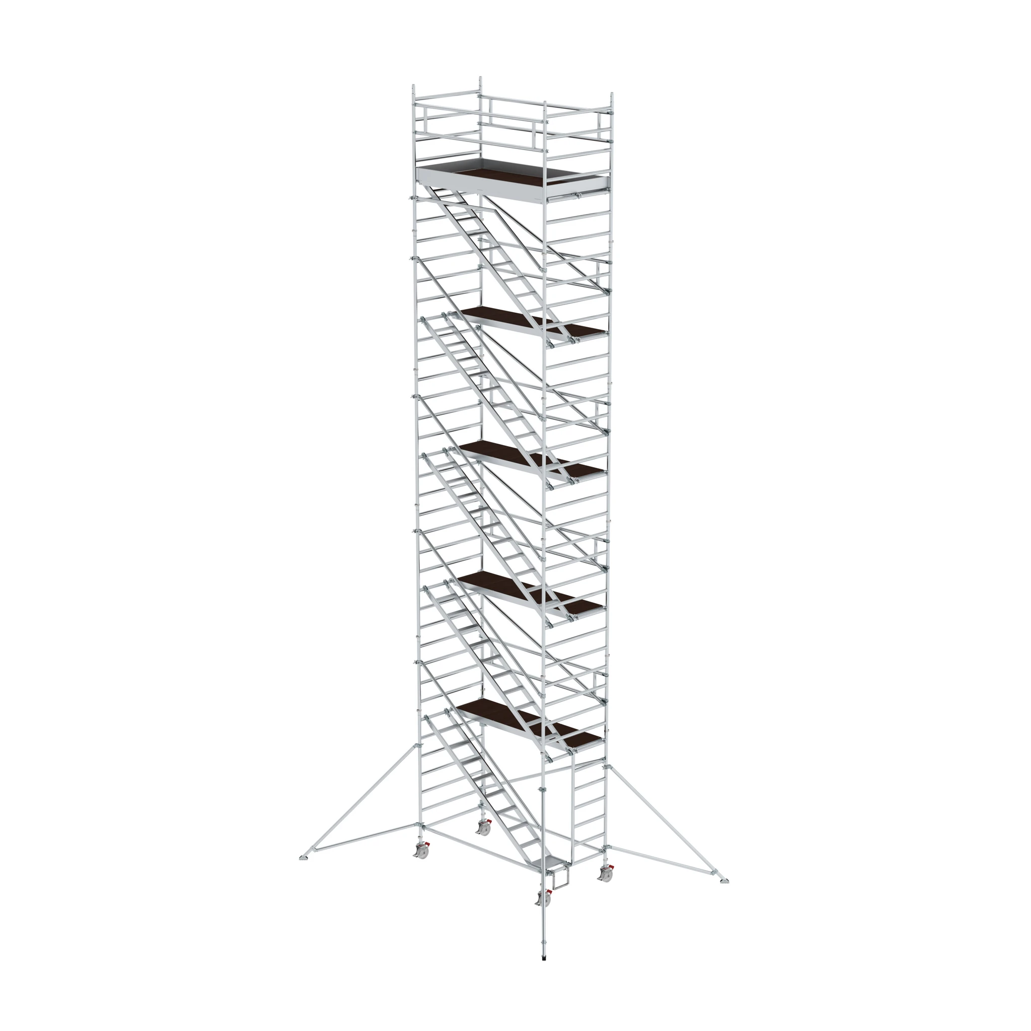 MUNK | Rollgerüst 1,35 x 2,45 m mit Schrägaufstiegen & Ausleger Plattformhöhe 10,35 m