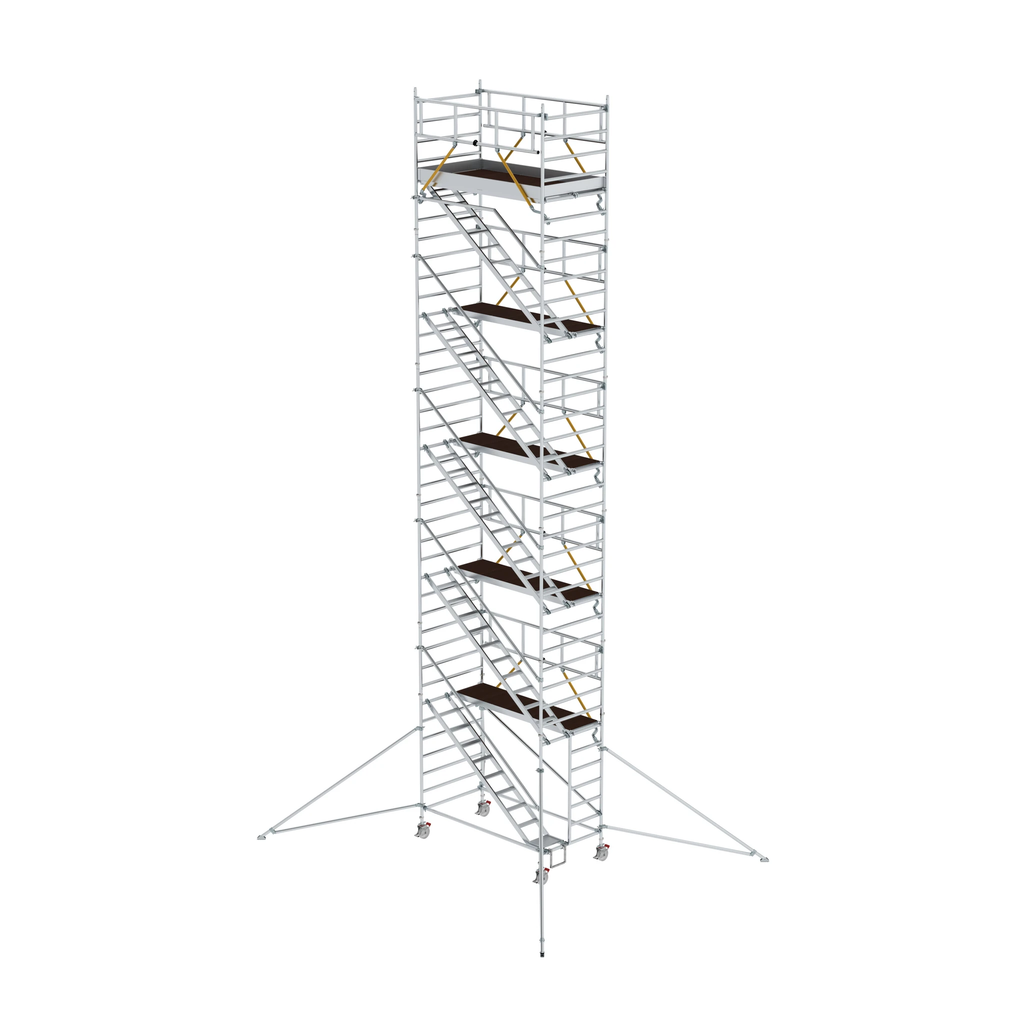 MUNK | Rollgerüst SG 1,35 x 2,45 m mit Schrägaufstiegen & Ausleger Plattformhöhe 10,35 m