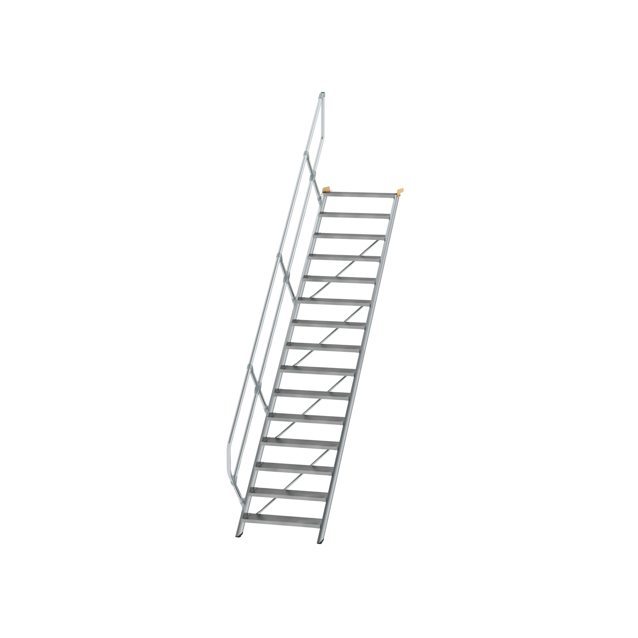 MUNK | Treppe 45° Stufenbreite 800 mm 15 Stufen Aluminium geriffelt