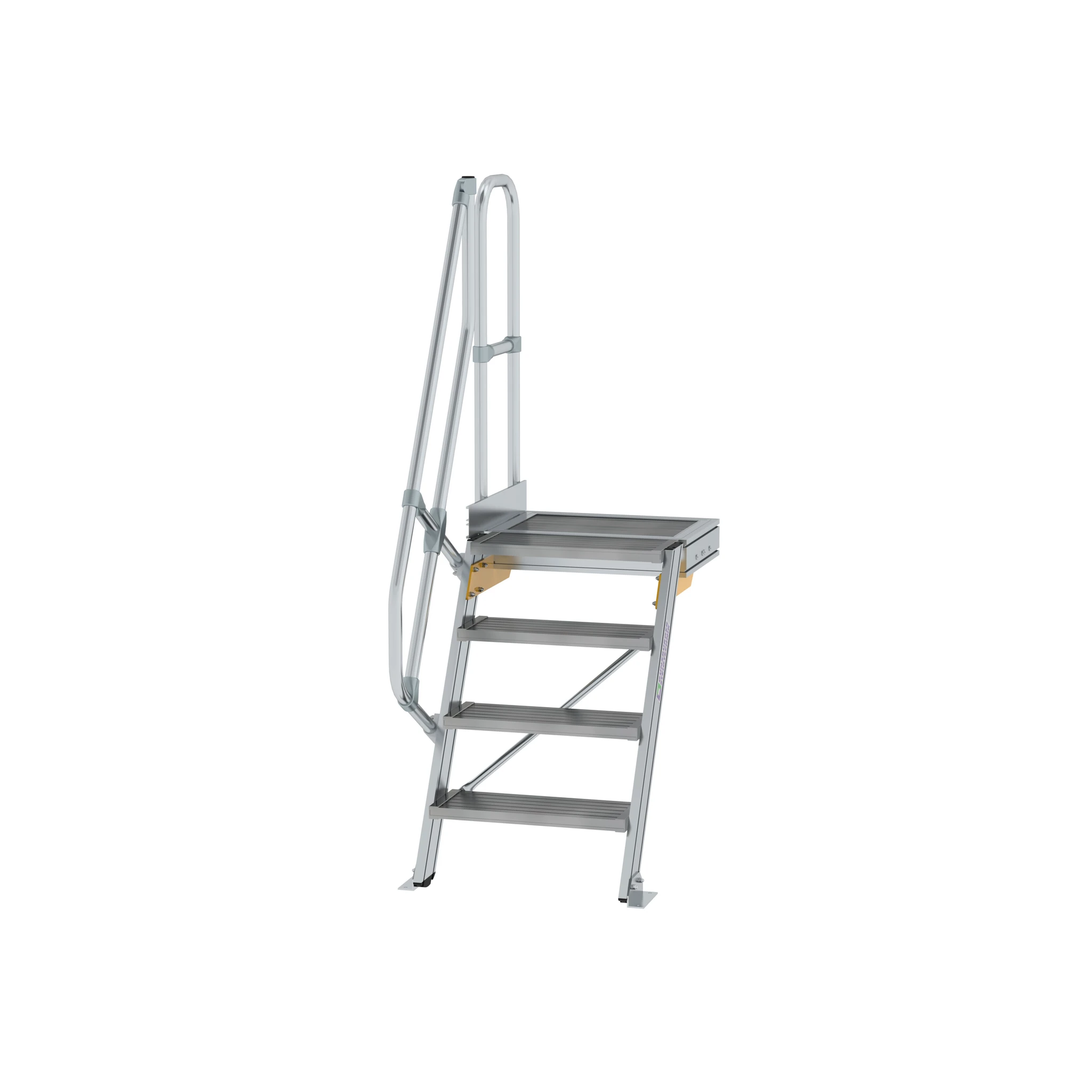 MUNK | Treppe mit Plattform 60° Stufenbreite 600 mm 4 Stufen Aluminium geriffelt
