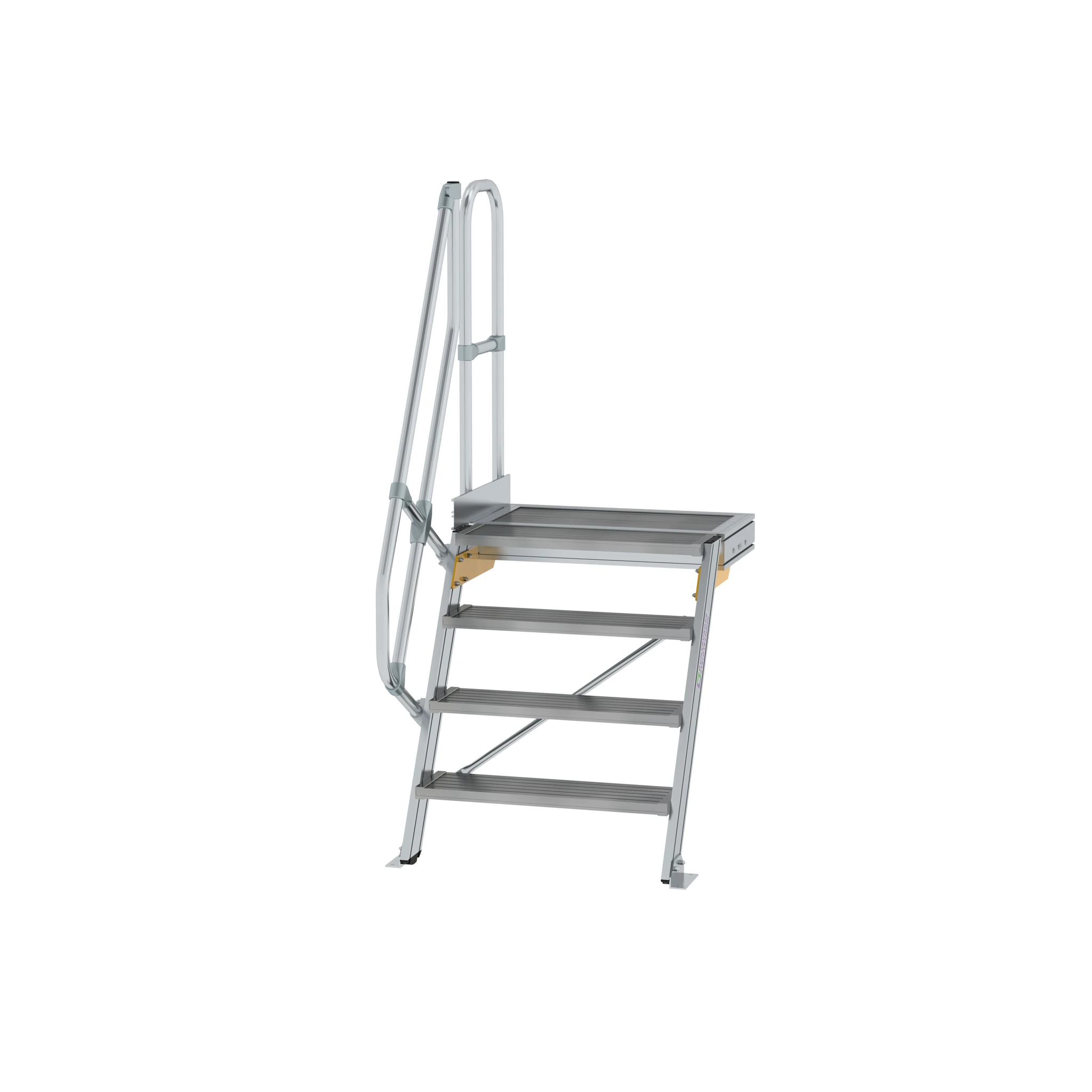 MUNK | Treppe mit Plattform 60° Stufenbreite 800 mm 4 Stufen Aluminium geriffelt