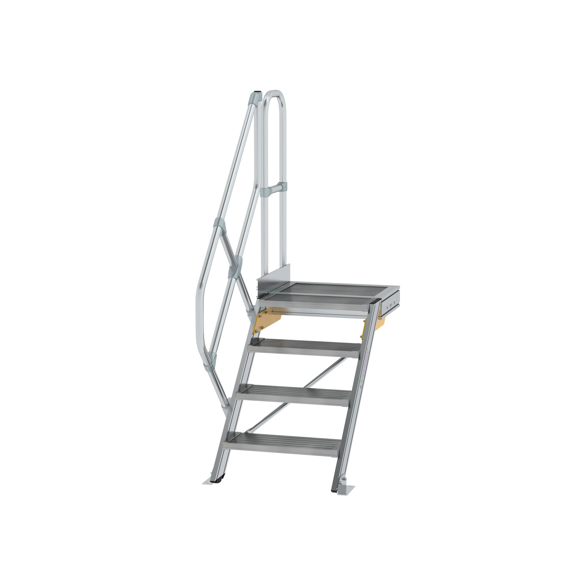MUNK | Treppe mit Plattform 45° Stufenbreite 600 mm 4 Stufen Aluminium geriffelt