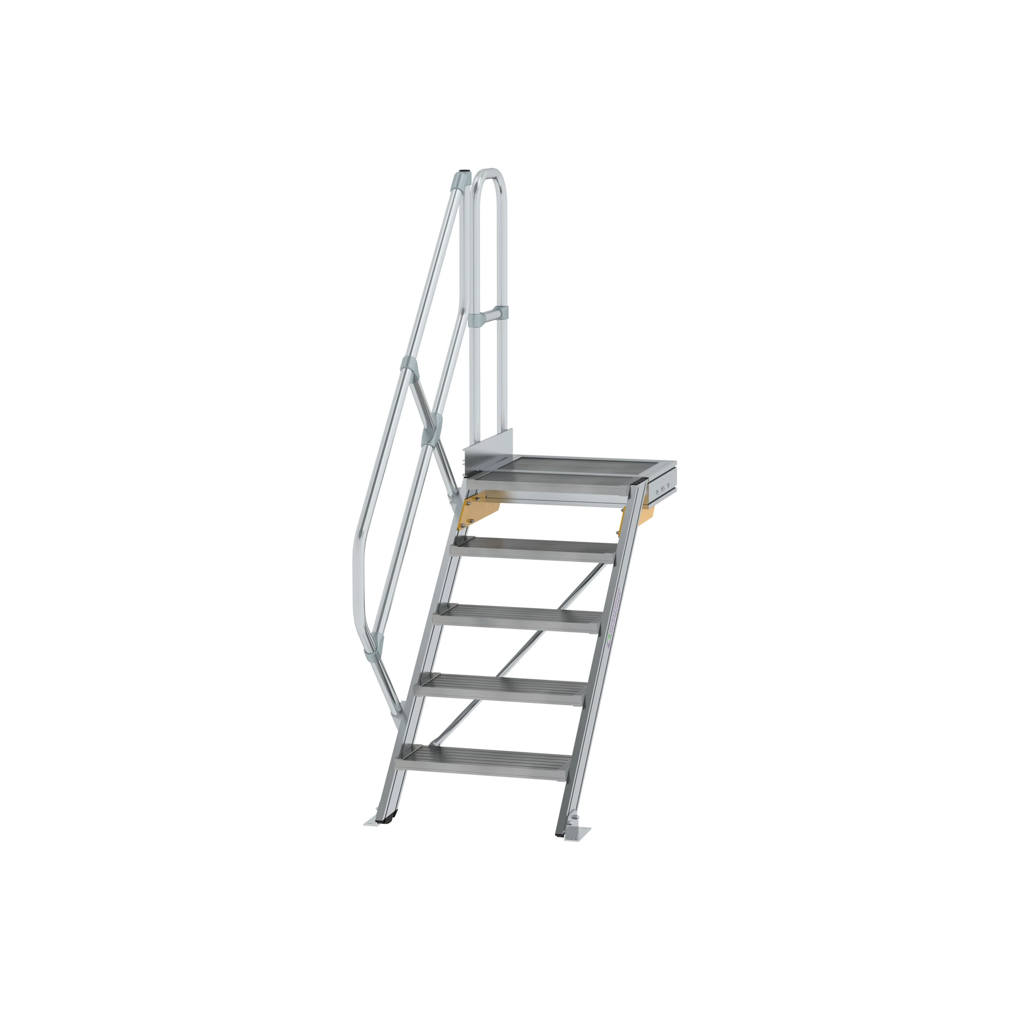 MUNK | Treppe mit Plattform 45° Stufenbreite 600 mm 5 Stufen Aluminium geriffelt