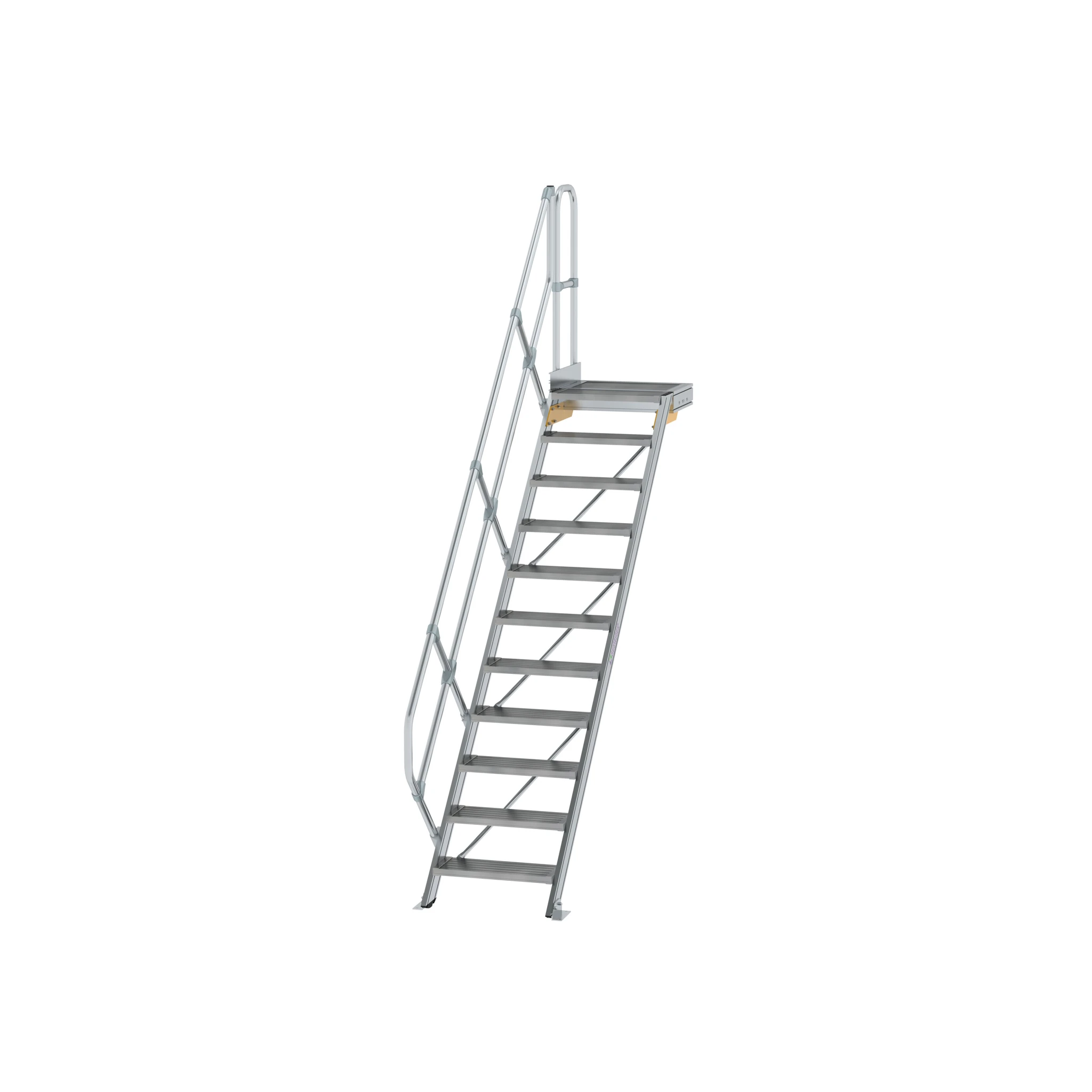 MUNK | Treppe mit Plattform 45° Stufenbreite 600 mm 11 Stufen Aluminium geriffelt
