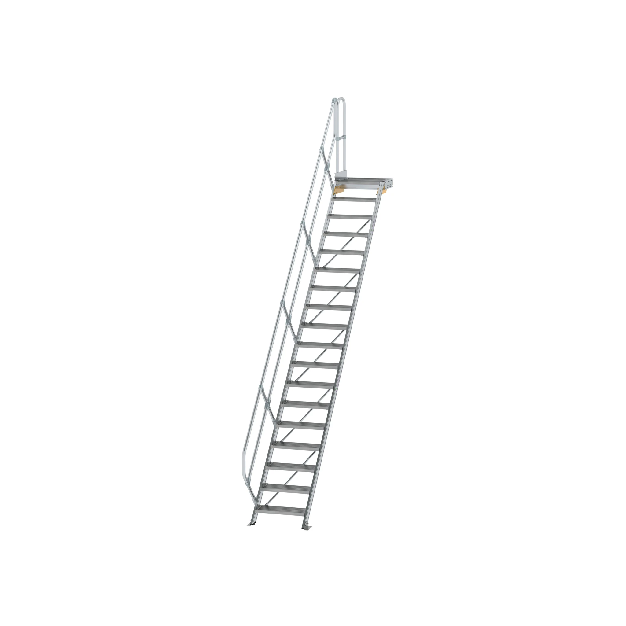 MUNK | Treppe mit Plattform 45° Stufenbreite 600 mm 17 Stufen Aluminium geriffelt