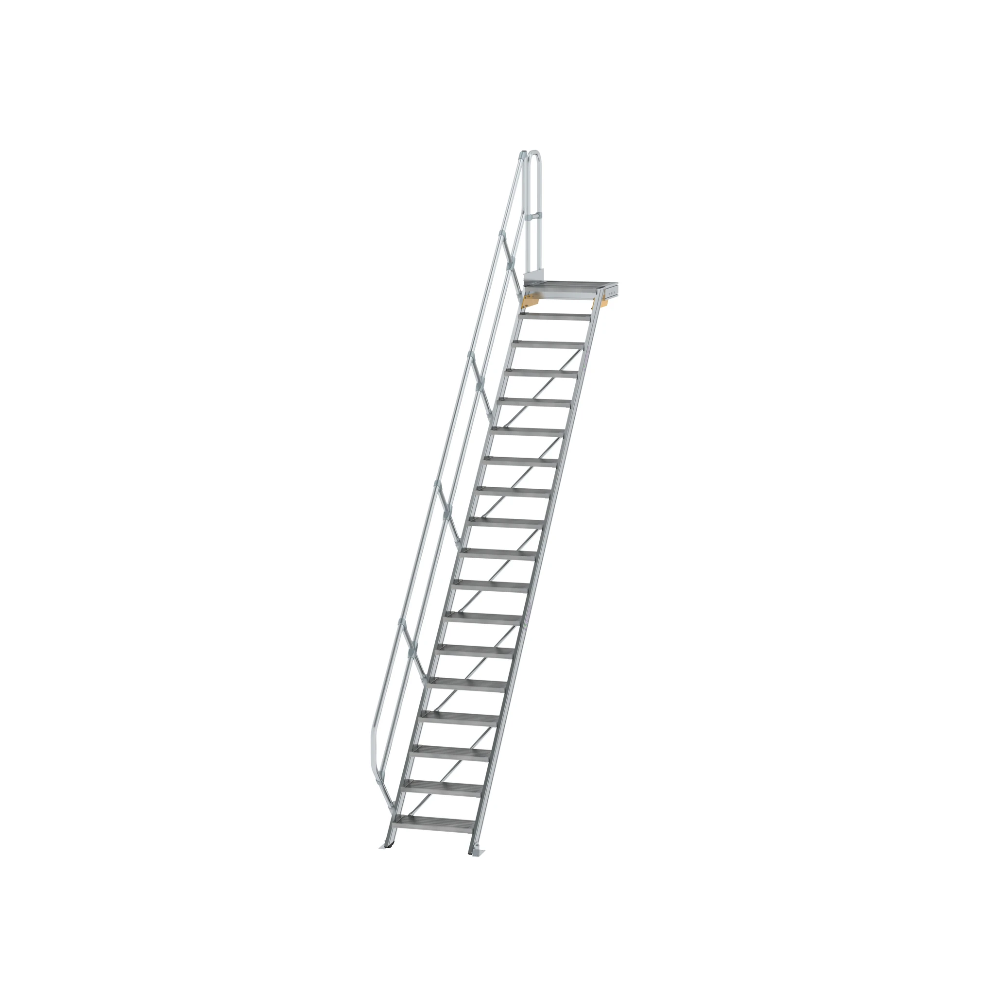 MUNK | Treppe mit Plattform 45° Stufenbreite 600 mm 18 Stufen Aluminium geriffelt