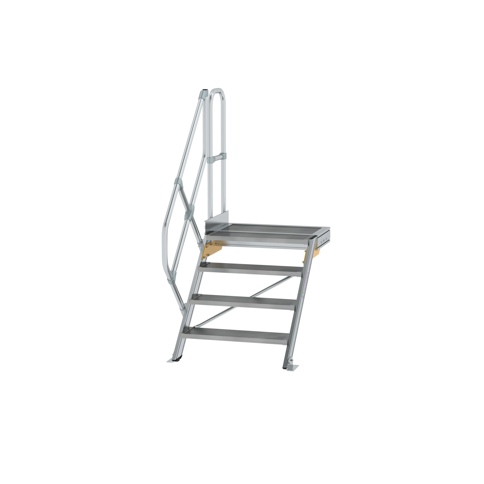 MUNK | Treppe mit Plattform 45° Stufenbreite 800 mm 4 Stufen Aluminium geriffelt
