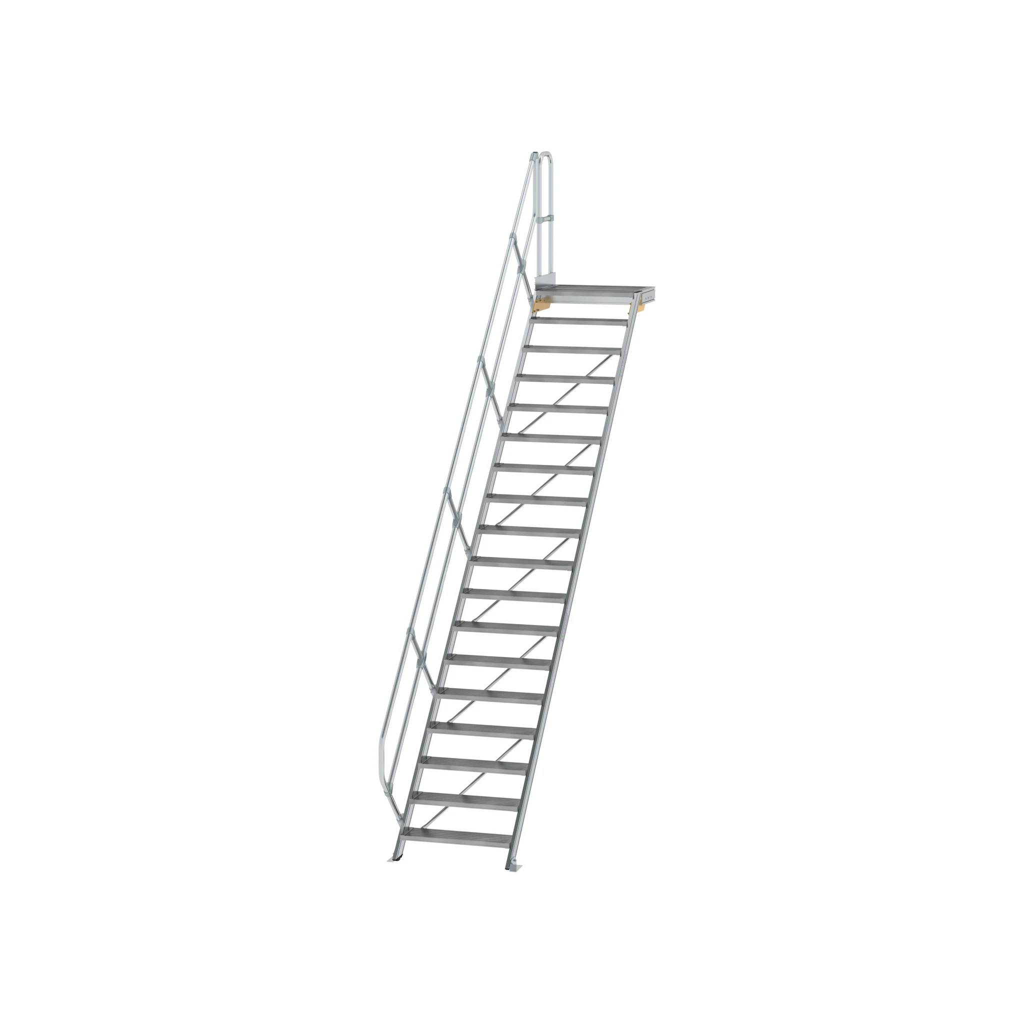 MUNK | Treppe mit Plattform 45° Stufenbreite 800 mm 18 Stufen Aluminium geriffelt