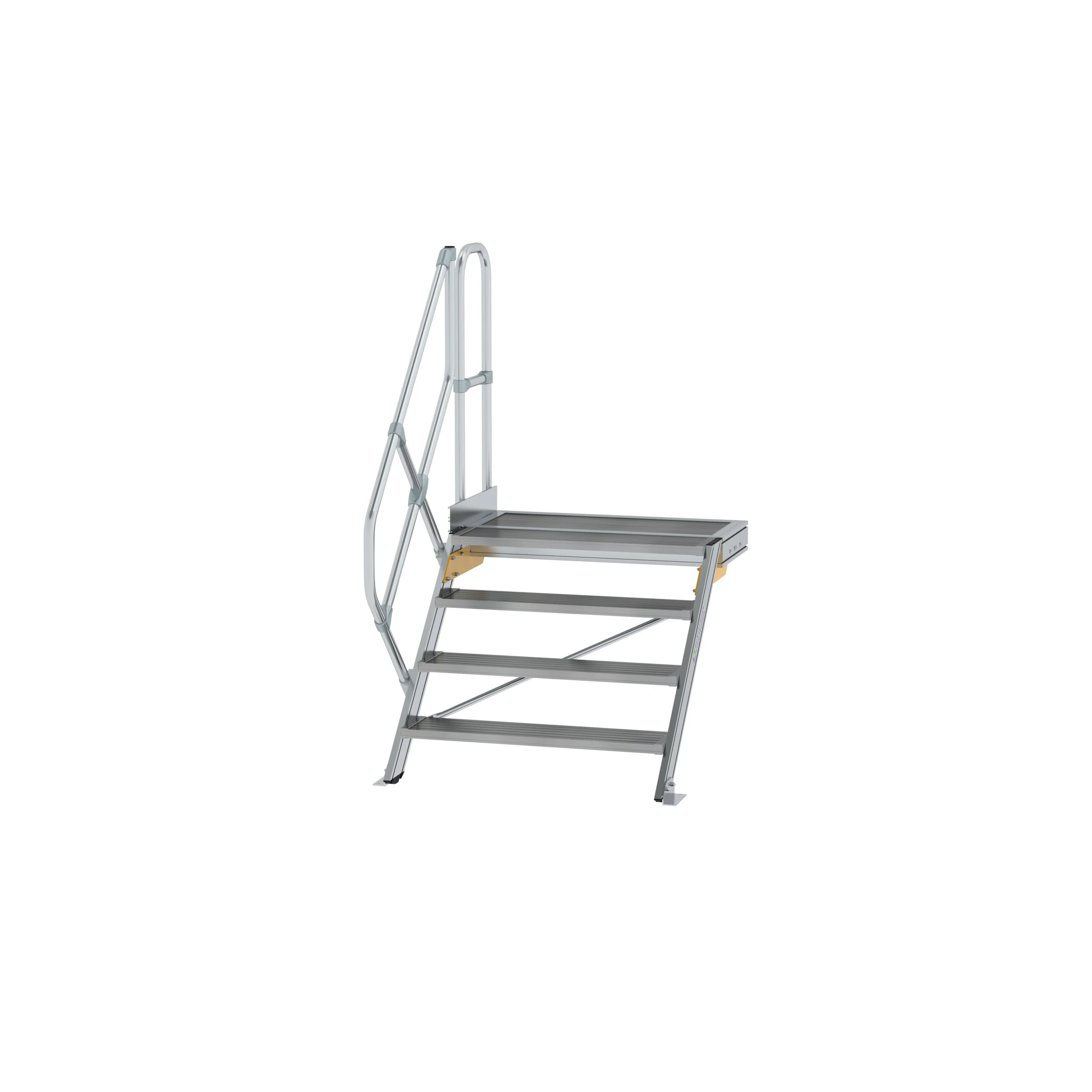 MUNK | Treppe mit Plattform 45° Stufenbreite 1000 mm 4 Stufen Aluminium geriffelt