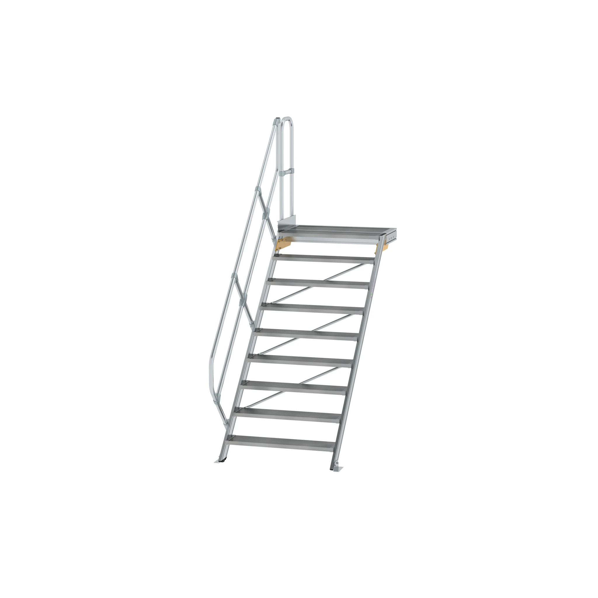 MUNK | Treppe mit Plattform 45° Stufenbreite 1000 mm 9 Stufen Aluminium geriffelt