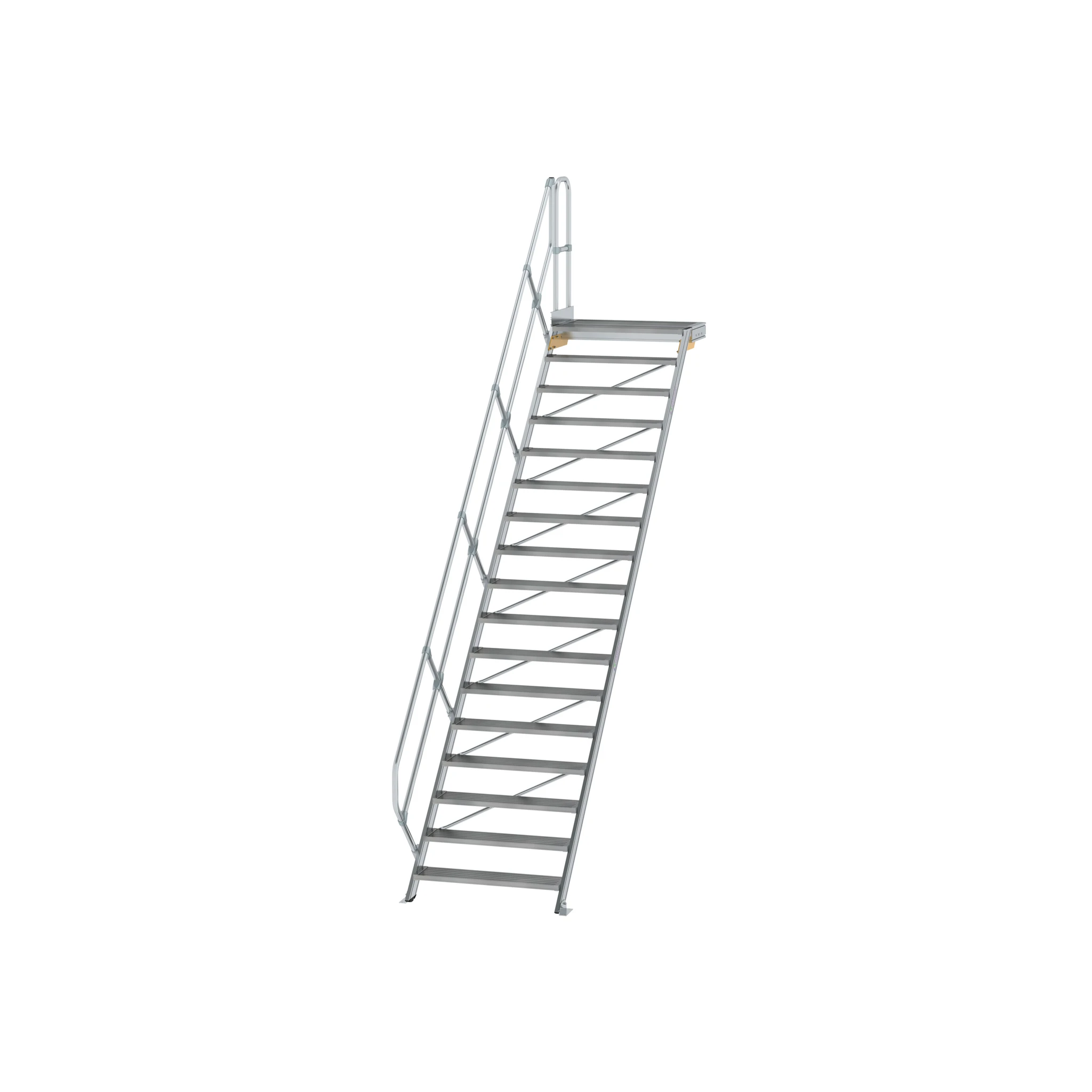 MUNK | Treppe mit Plattform 45° Stufenbreite 1000 mm 17 Stufen Aluminium geriffelt