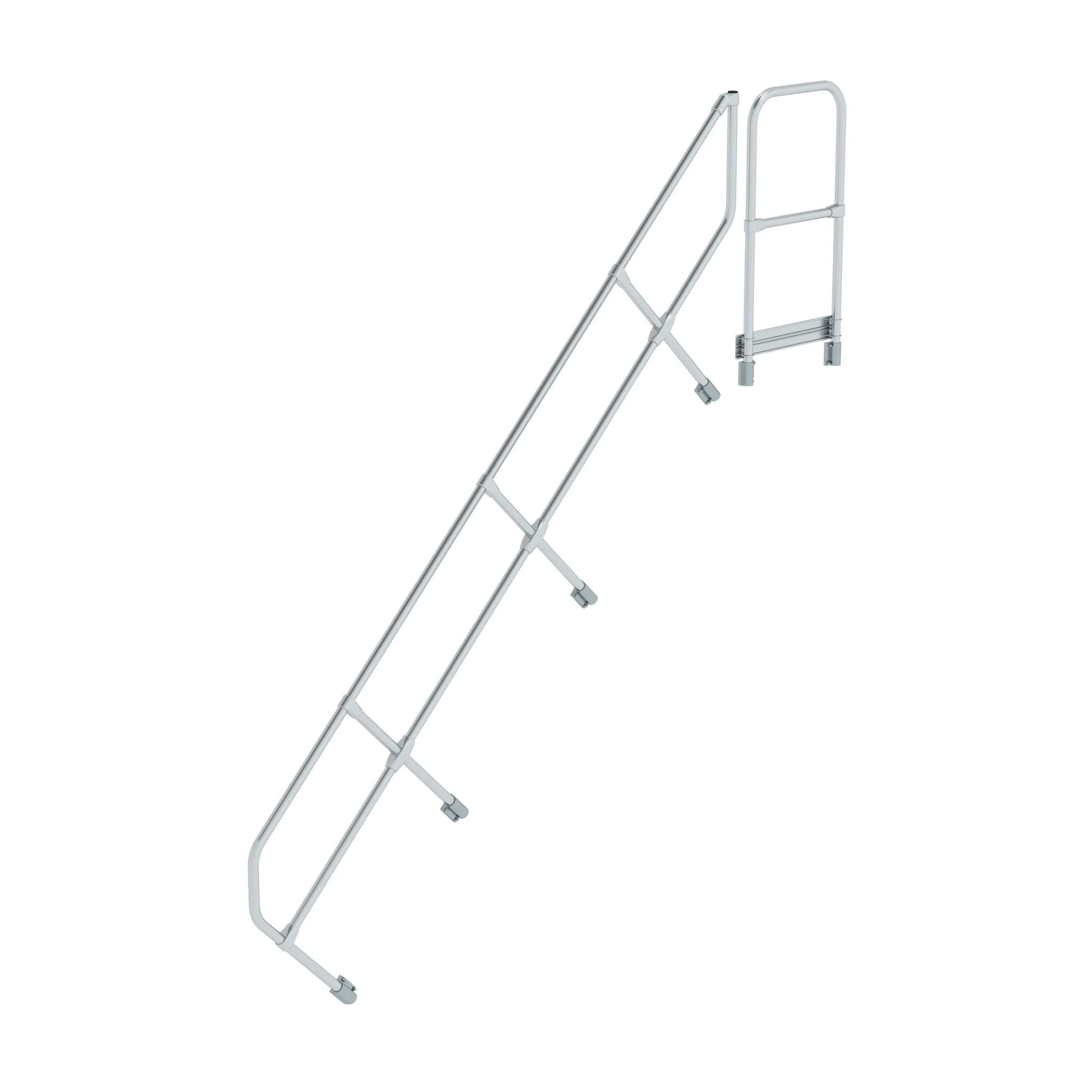 MUNK | Zweiter Handlauf für Treppe mit Plattform 45° 11 Stufen