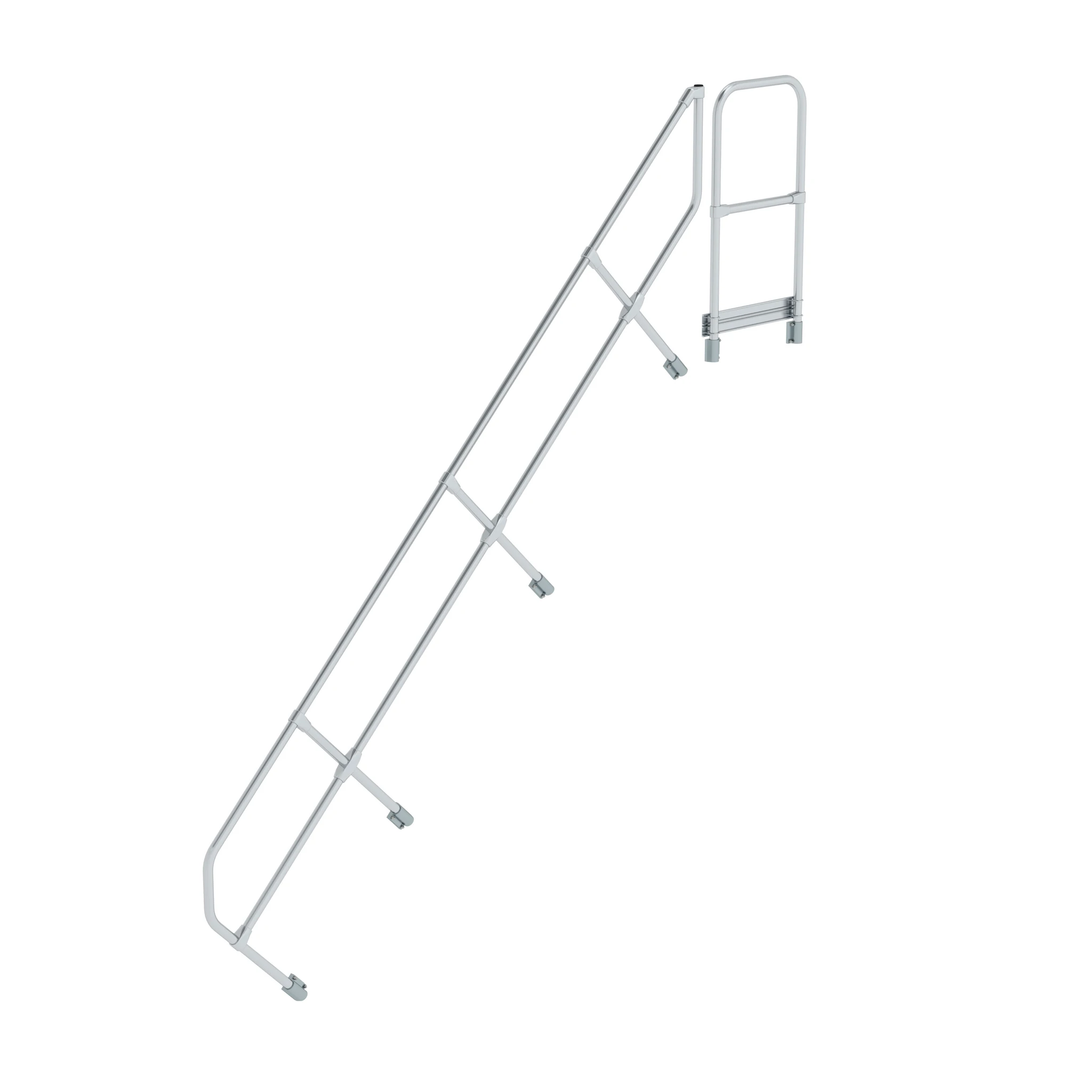 MUNK | Zweiter Handlauf für Treppe mit Plattform 45° 12 Stufen
