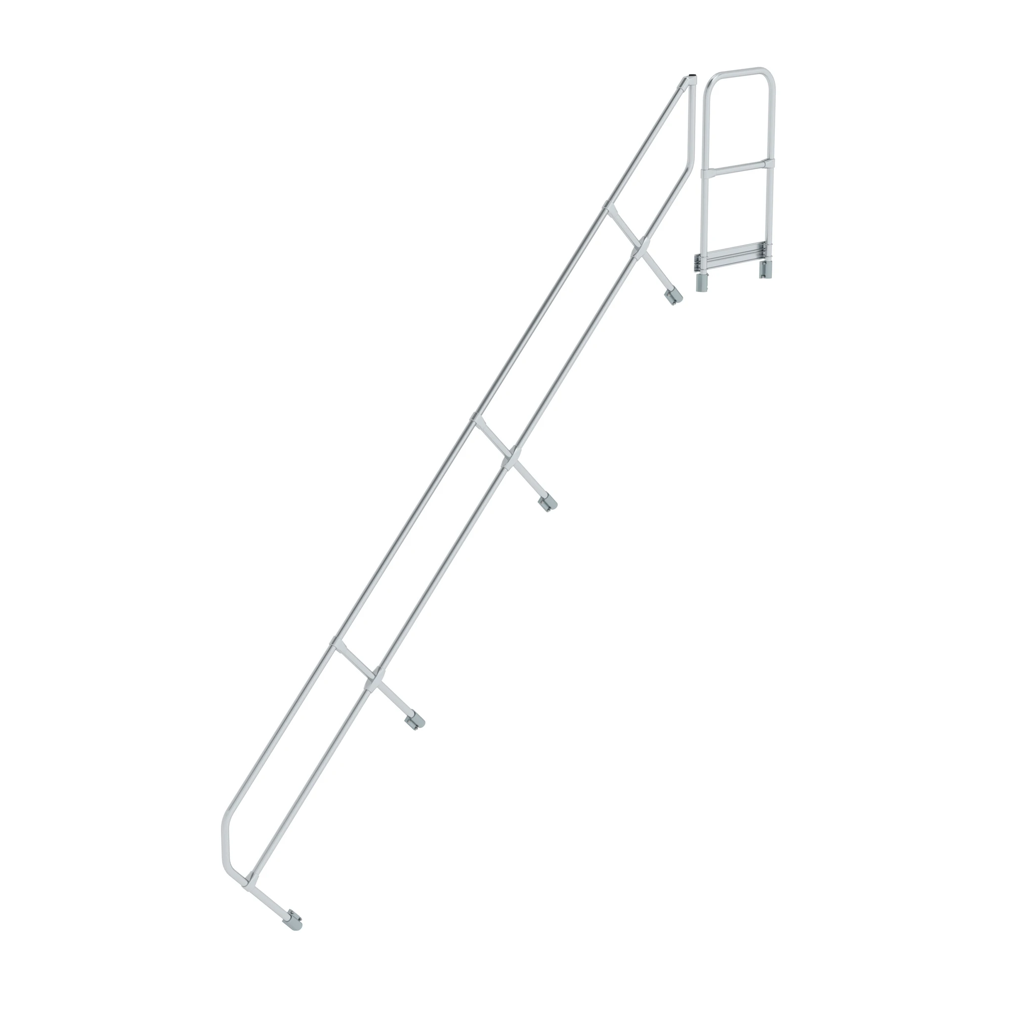 MUNK | Zweiter Handlauf für Treppe mit Plattform 45° 15 Stufen