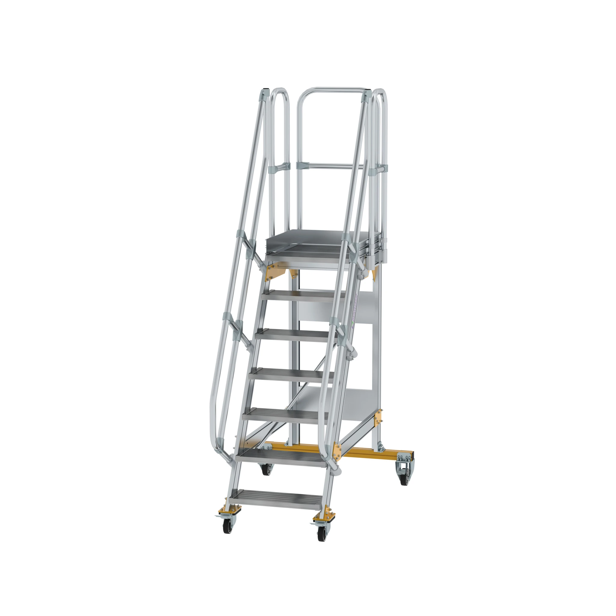 MUNK | Plattformtreppe fahrbar 60° Stufenbreite 600 mm 7 Stufen