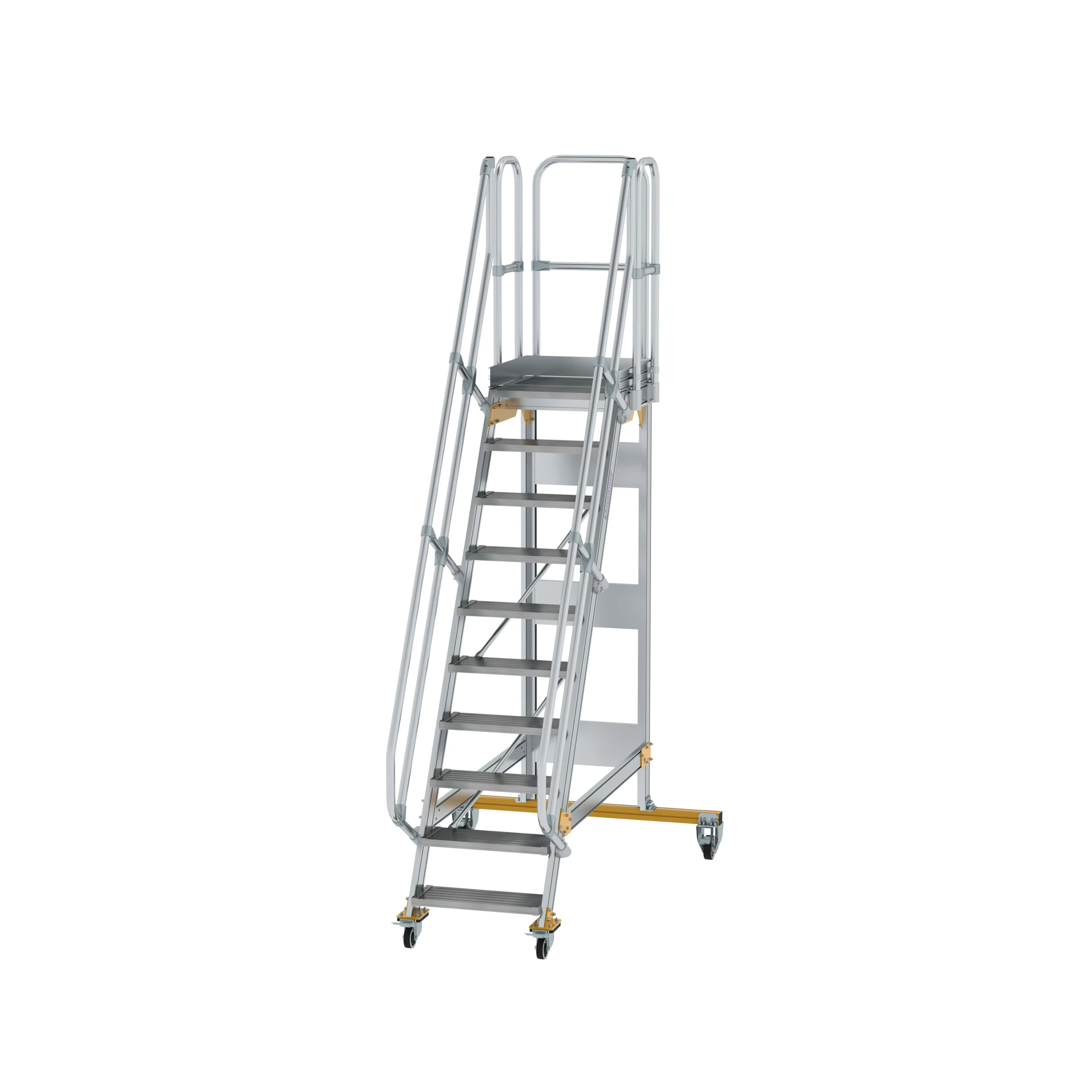 MUNK | Plattformtreppe fahrbar 60° Stufenbreite 600 mm 10 Stufen