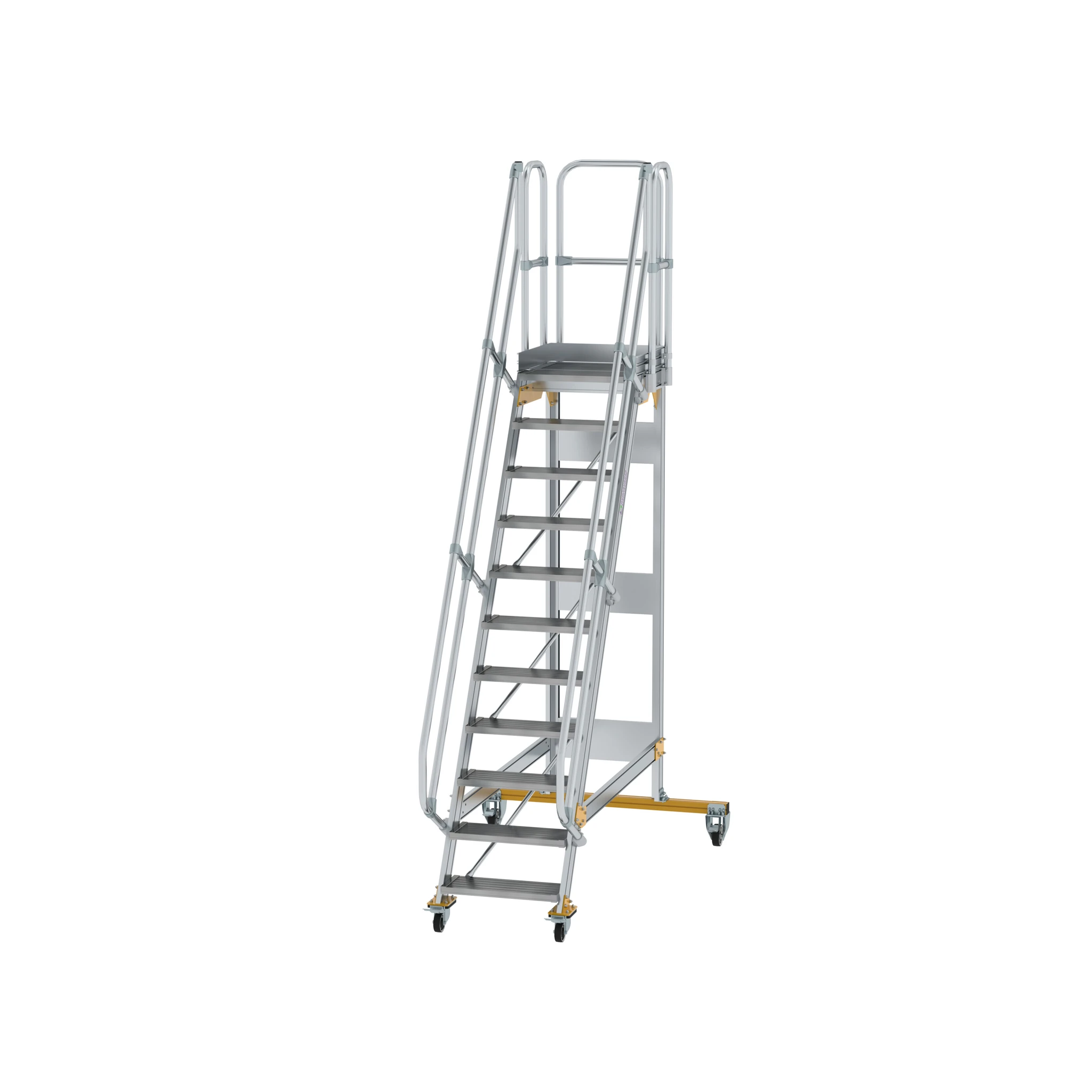 MUNK | Plattformtreppe fahrbar 60° Stufenbreite 600 mm 11 Stufen