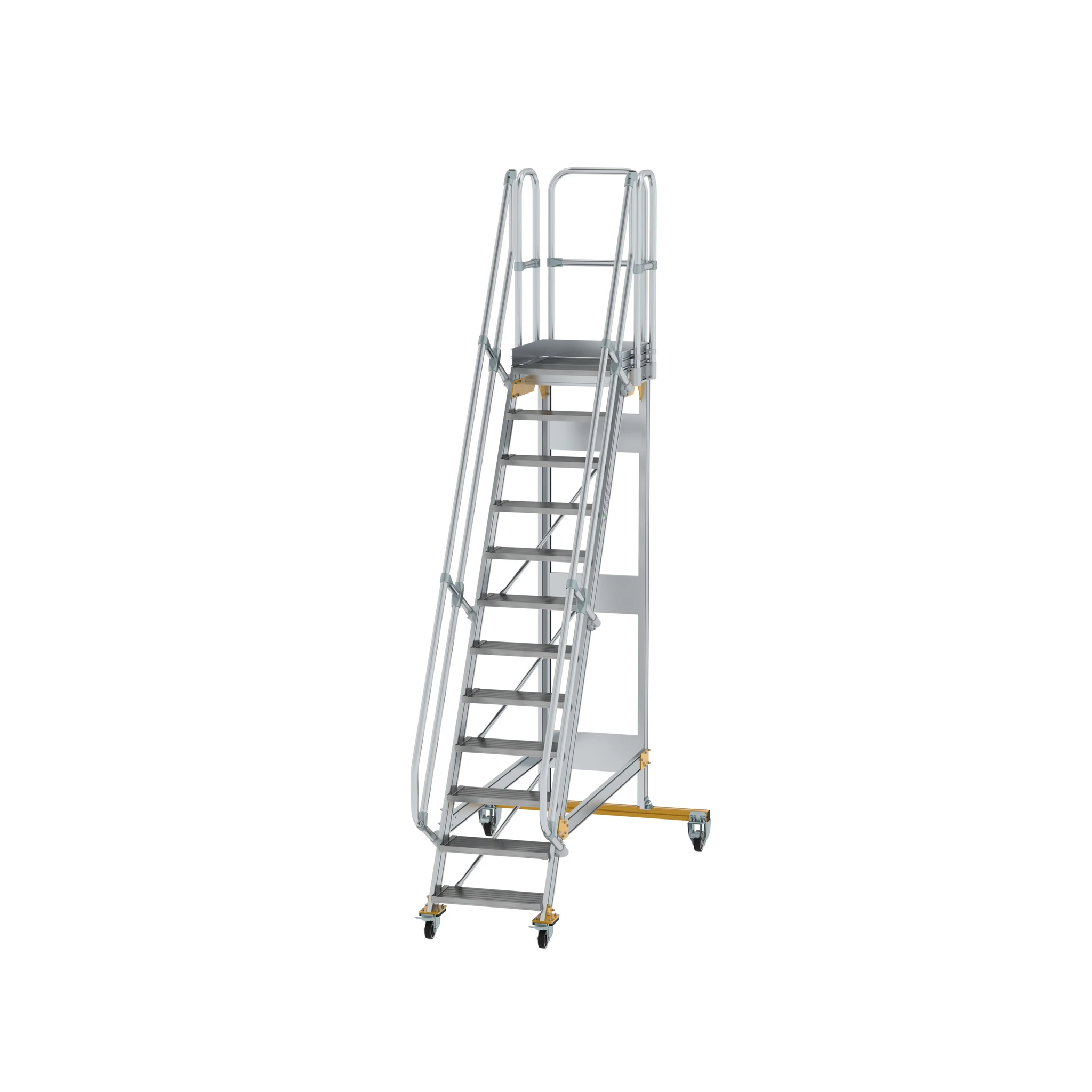 MUNK | Plattformtreppe fahrbar 60° Stufenbreite 600 mm 12 Stufen