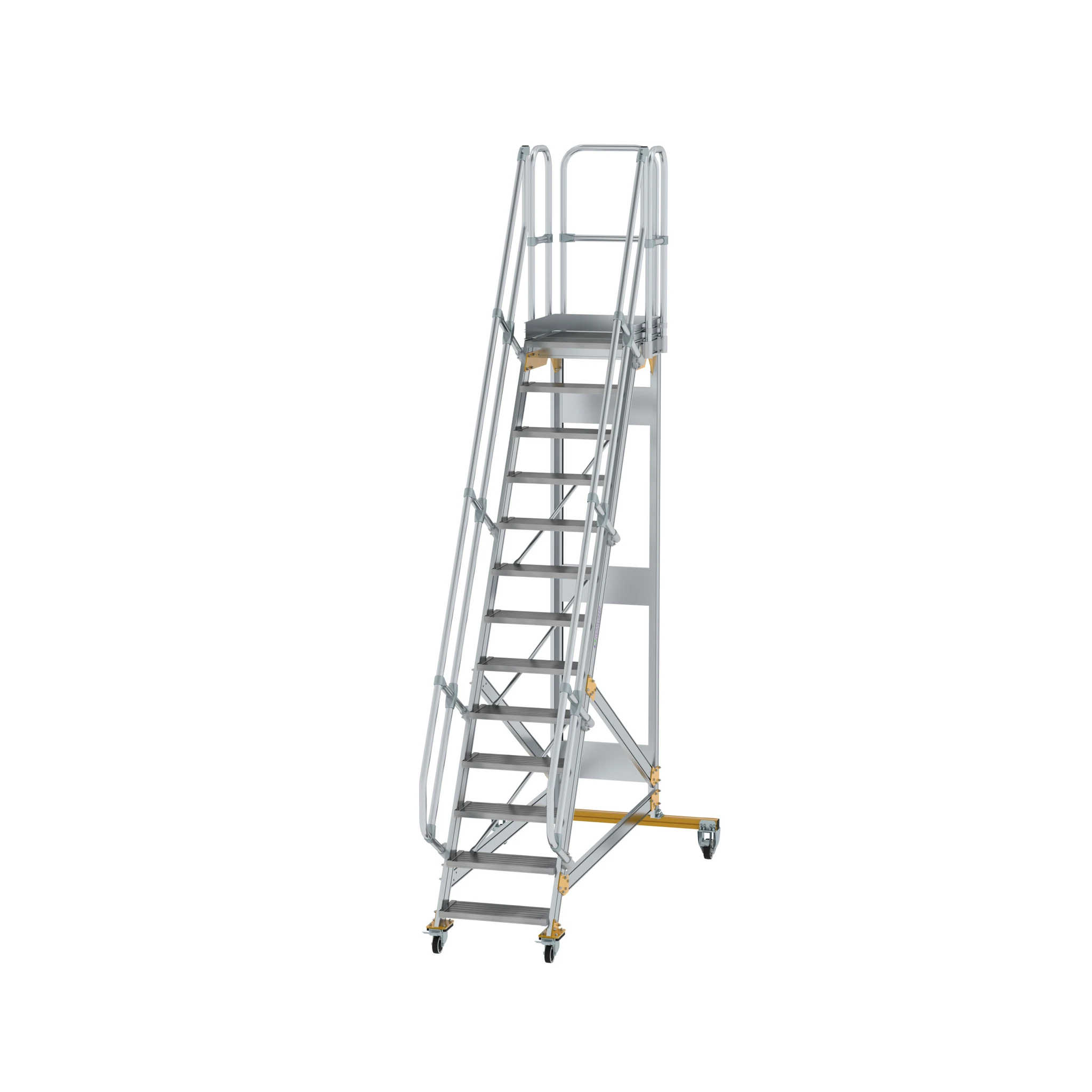 MUNK | Plattformtreppe fahrbar 60° Stufenbreite 600 mm 13 Stufen