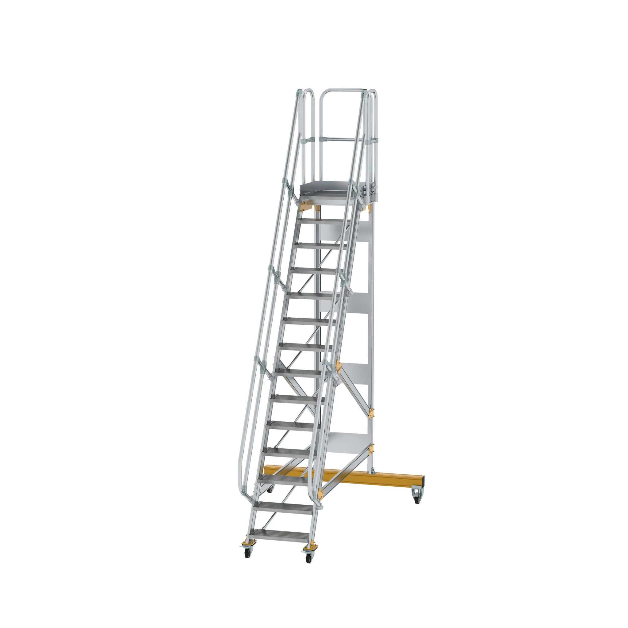MUNK | Plattformtreppe fahrbar 60° Stufenbreite 600 mm 14 Stufen