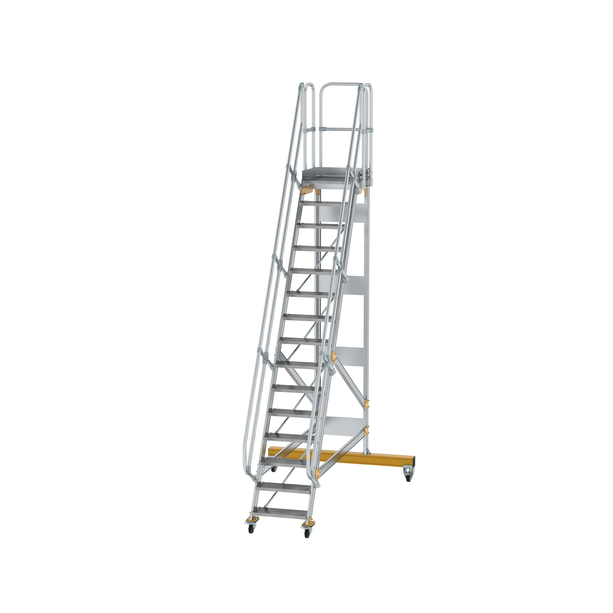 MUNK | Plattformtreppe fahrbar 60° Stufenbreite 600 mm 15 Stufen