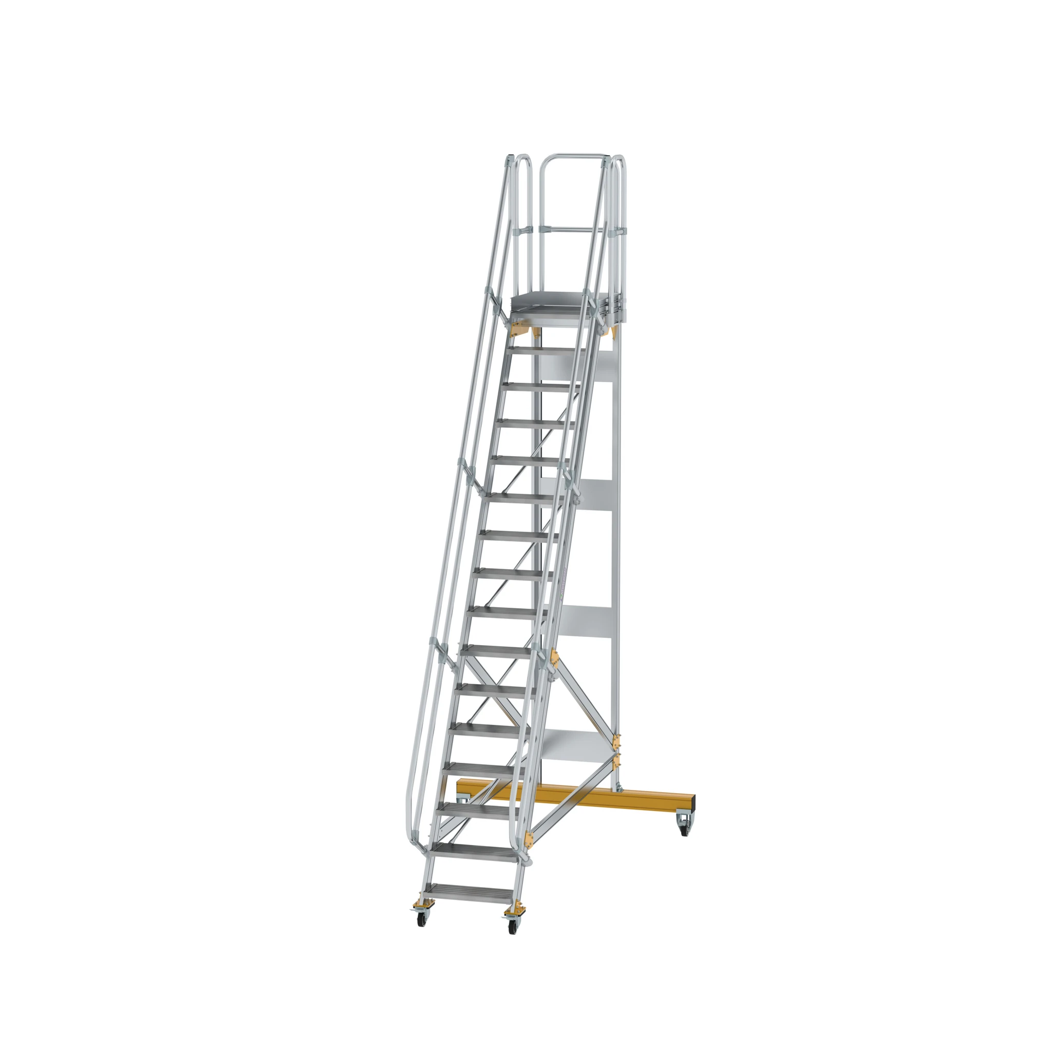 MUNK | Plattformtreppe fahrbar 60° Stufenbreite 600 mm 16 Stufen