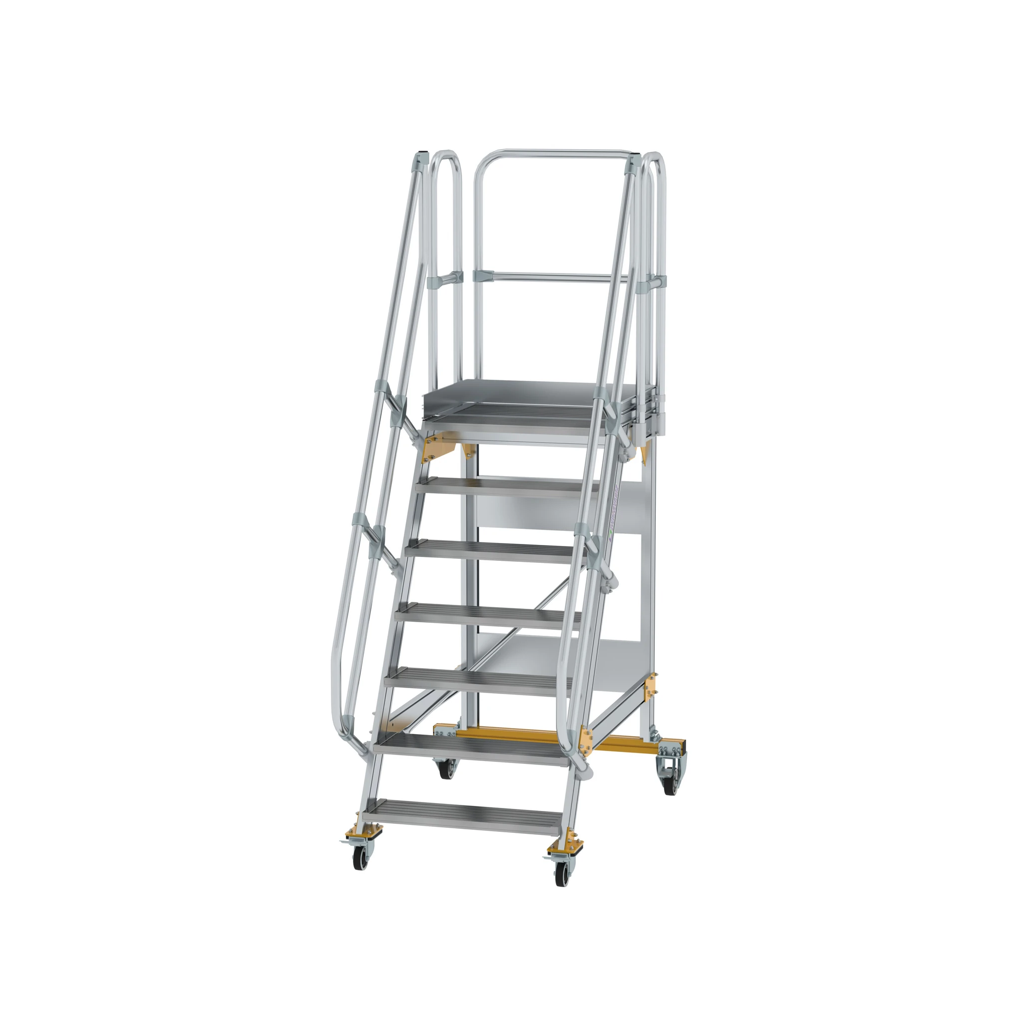MUNK | Plattformtreppe fahrbar 60° Stufenbreite 800 mm 7 Stufen