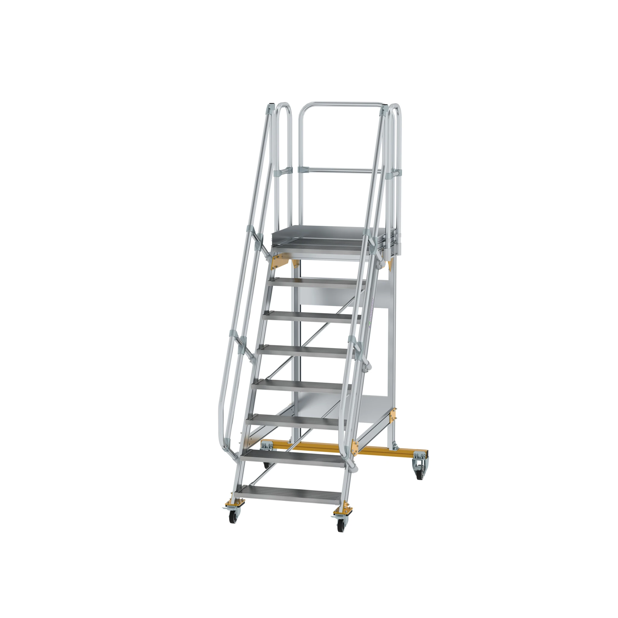 MUNK | Plattformtreppe fahrbar 60° Stufenbreite 800 mm 8 Stufen