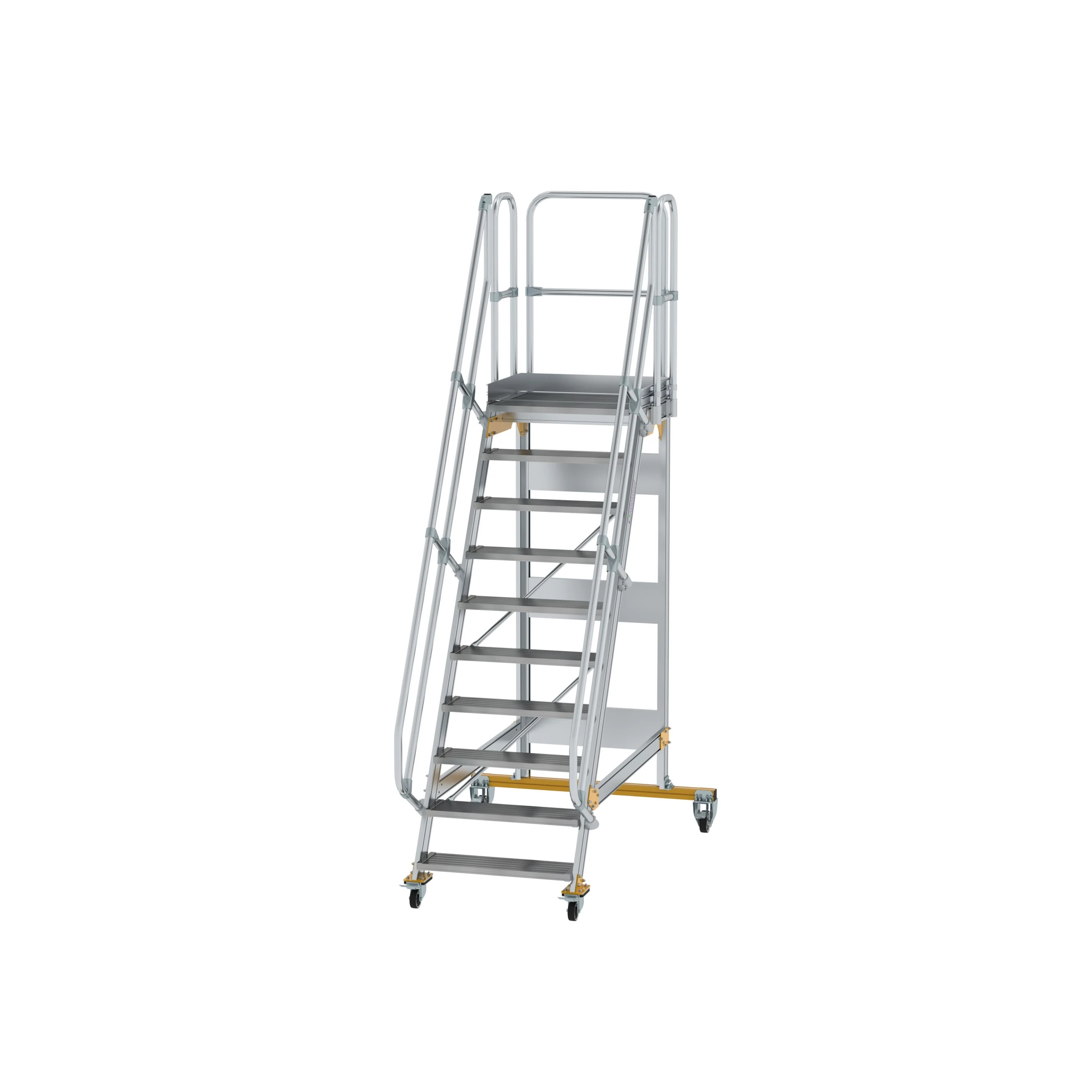 MUNK | Plattformtreppe fahrbar 60° Stufenbreite 800 mm 10 Stufen