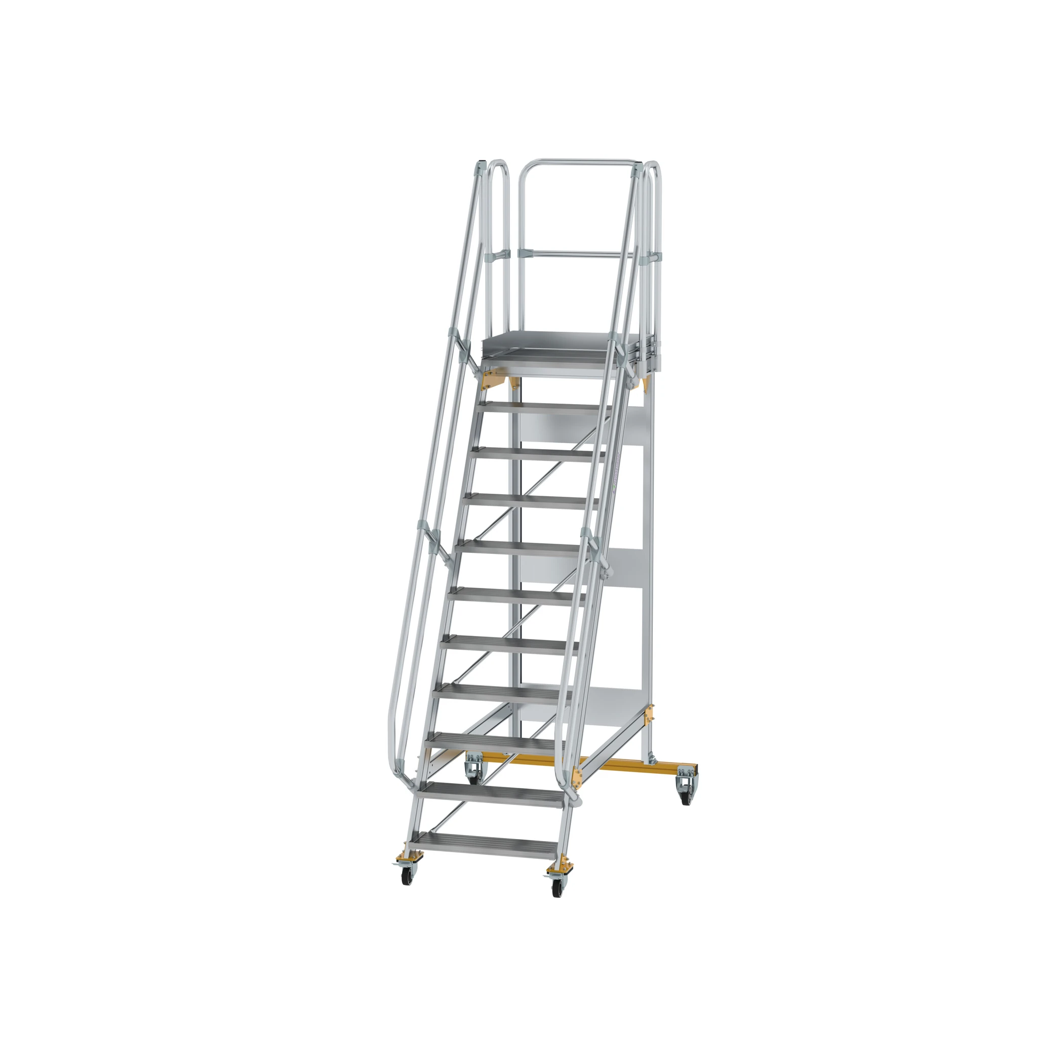 MUNK | Plattformtreppe fahrbar 60° Stufenbreite 800 mm 11 Stufen