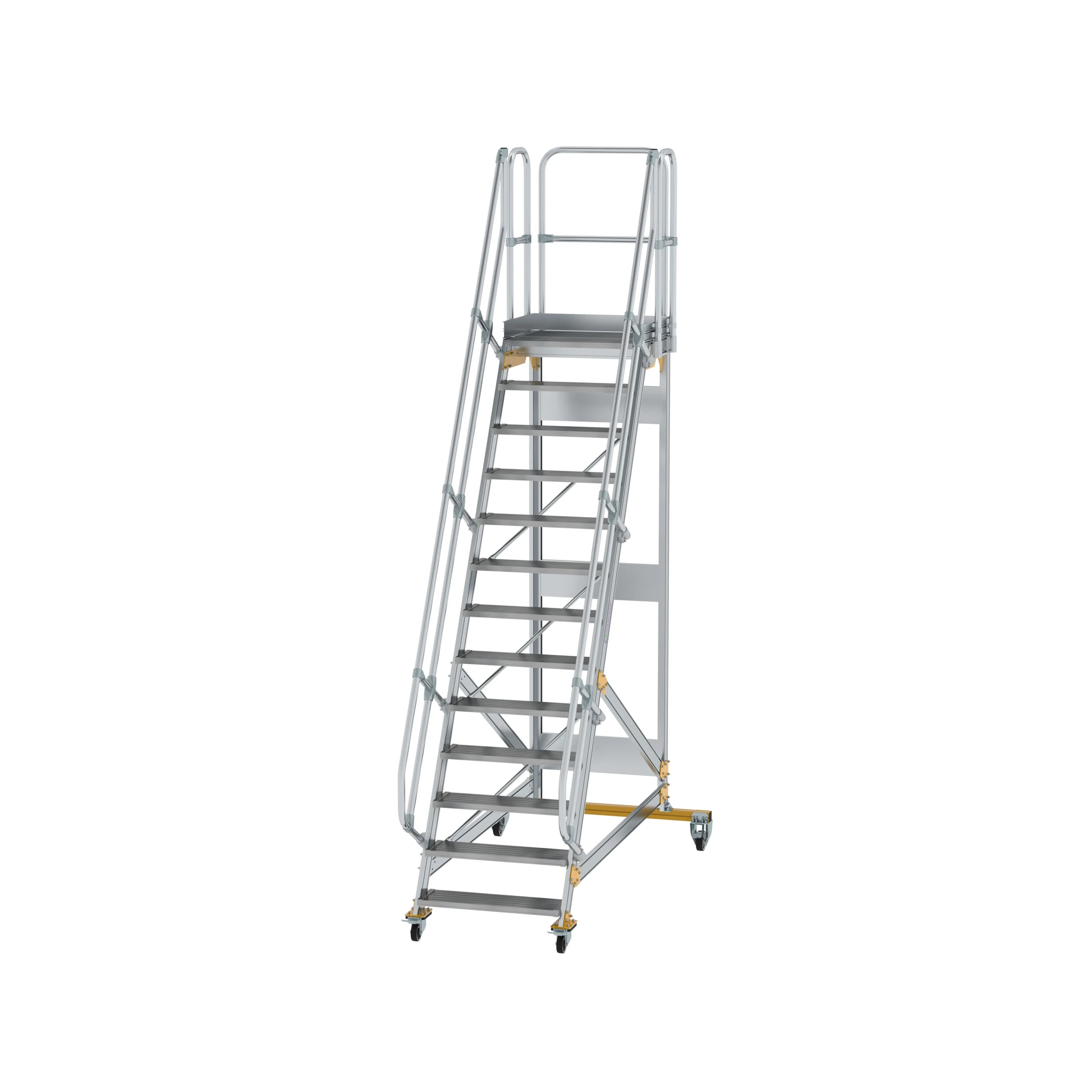 MUNK | Plattformtreppe fahrbar 60° Stufenbreite 800 mm 13 Stufen