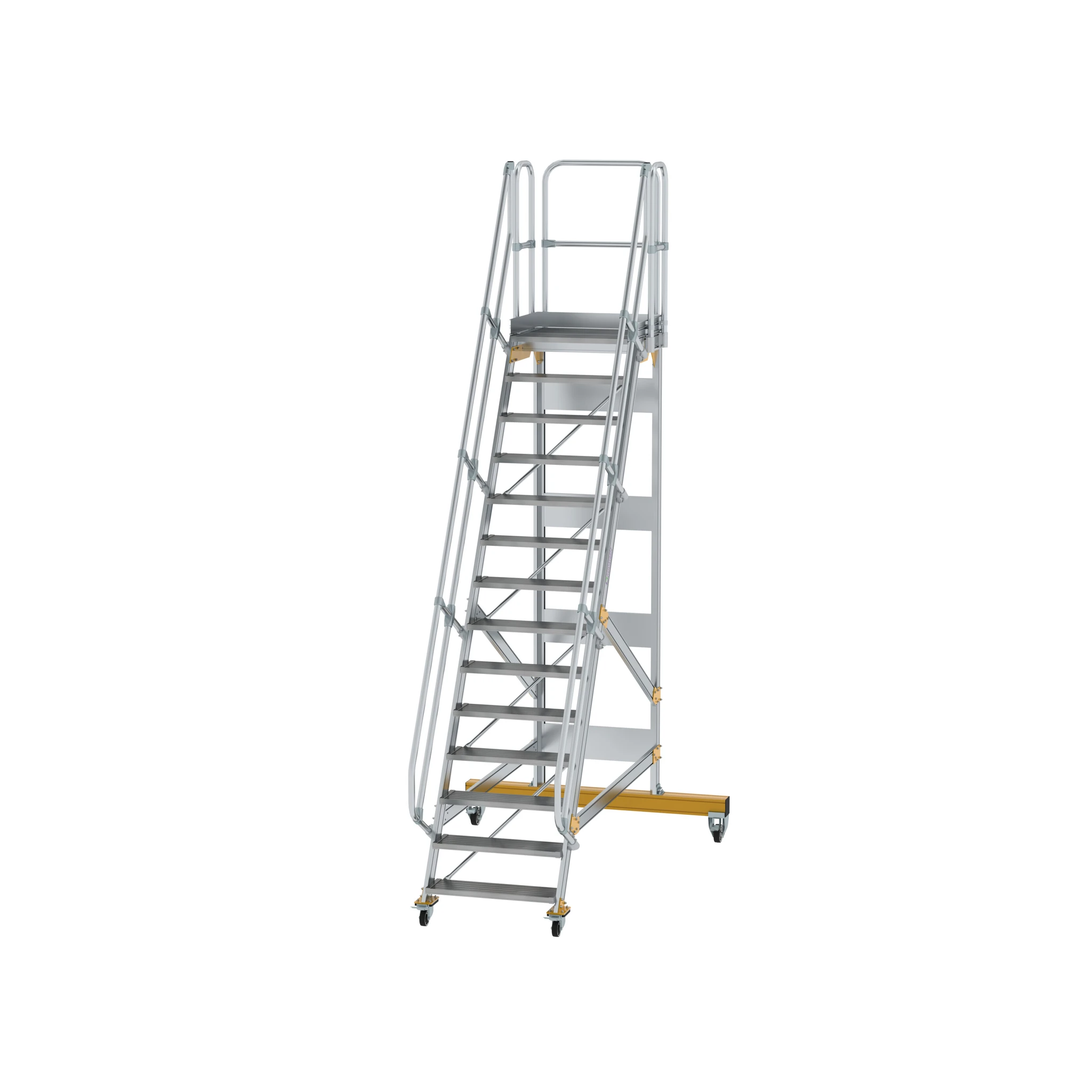 MUNK | Plattformtreppe fahrbar 60° Stufenbreite 800 mm 14 Stufen