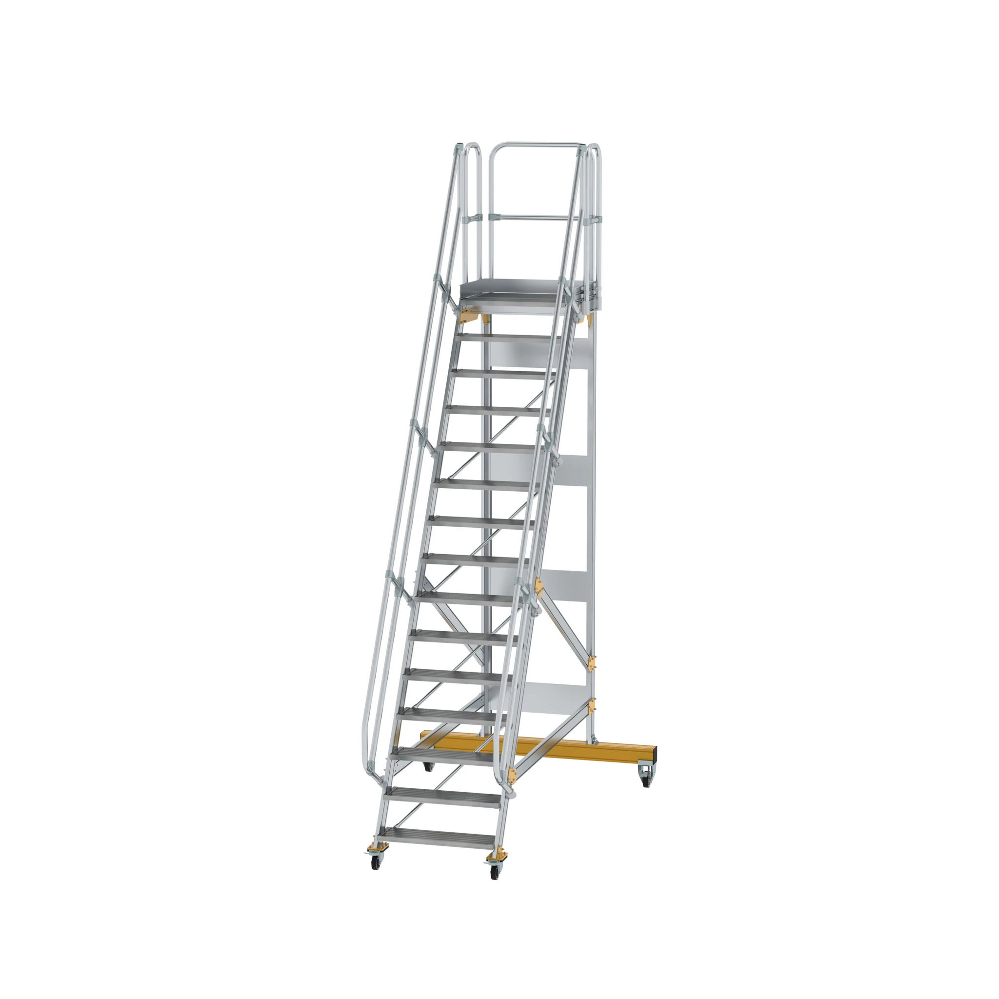 MUNK | Plattformtreppe fahrbar 60° Stufenbreite 800 mm 15 Stufen