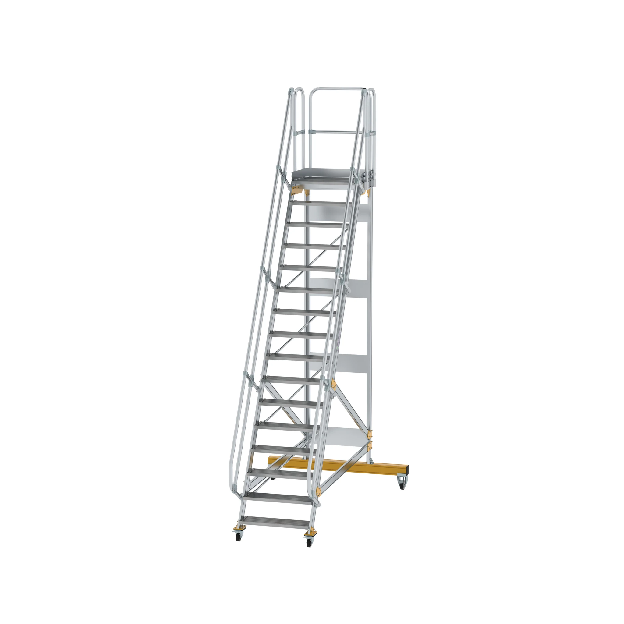 MUNK | Plattformtreppe fahrbar 60° Stufenbreite 800 mm 16 Stufen