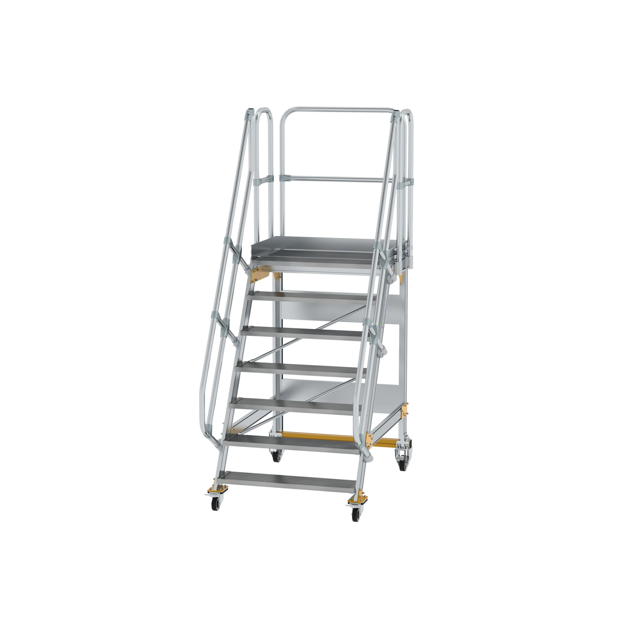 MUNK | Plattformtreppe fahrbar 60° Stufenbreite 1000 mm 7 Stufen