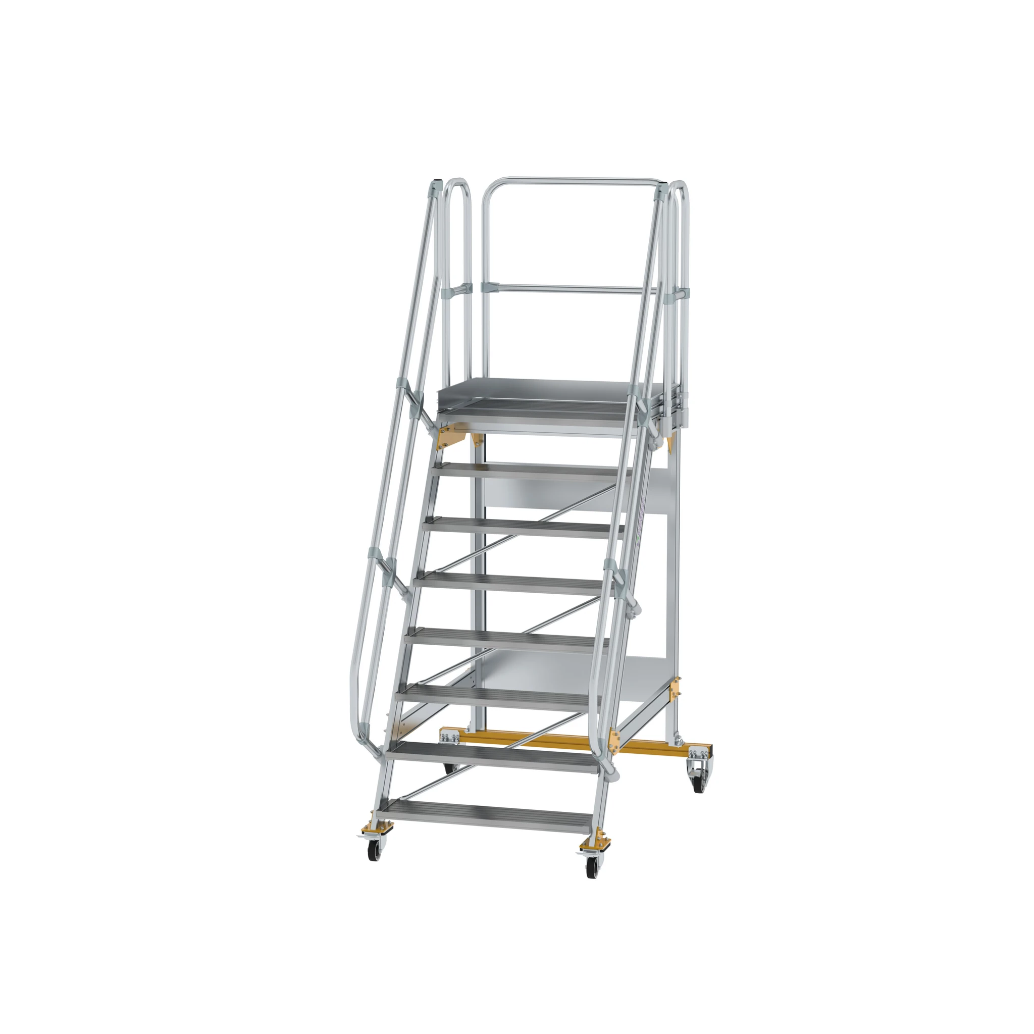 MUNK | Plattformtreppe fahrbar 60° Stufenbreite 1000 mm 8 Stufen