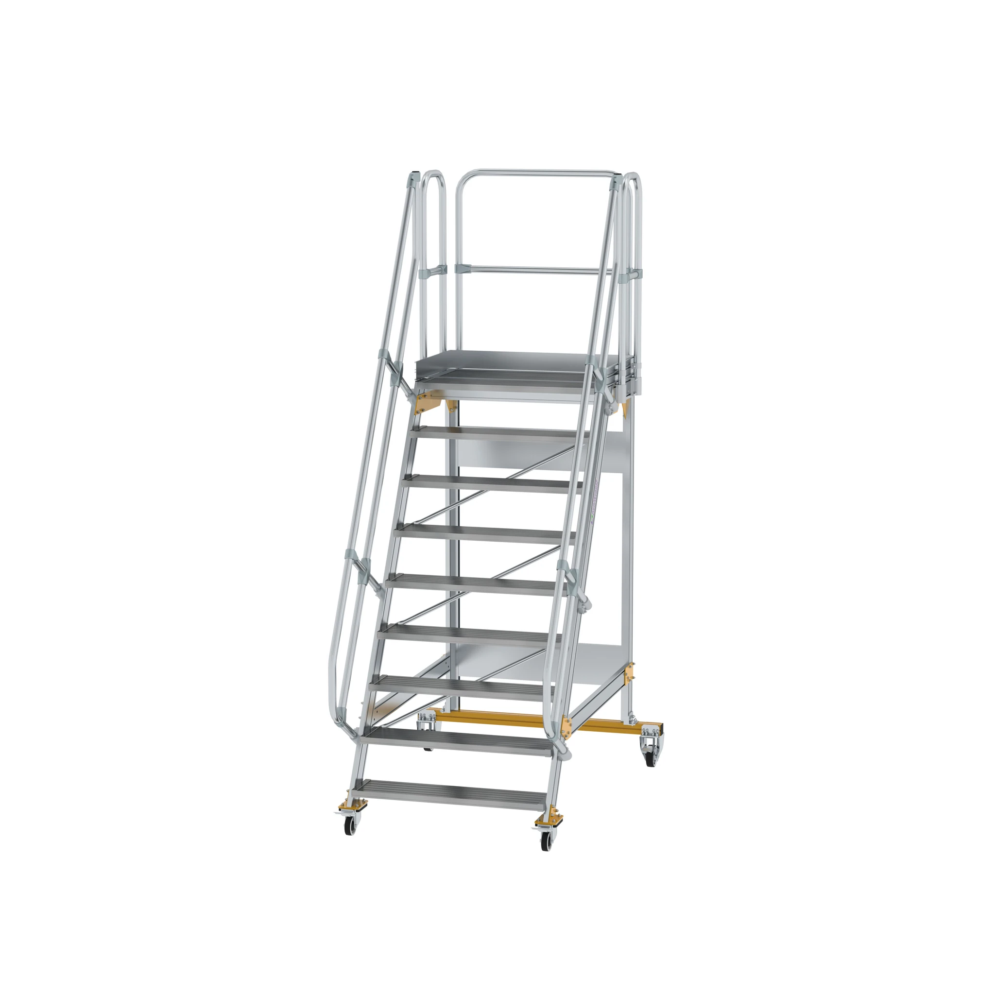 MUNK | Plattformtreppe fahrbar 60° Stufenbreite 1000 mm 9 Stufen
