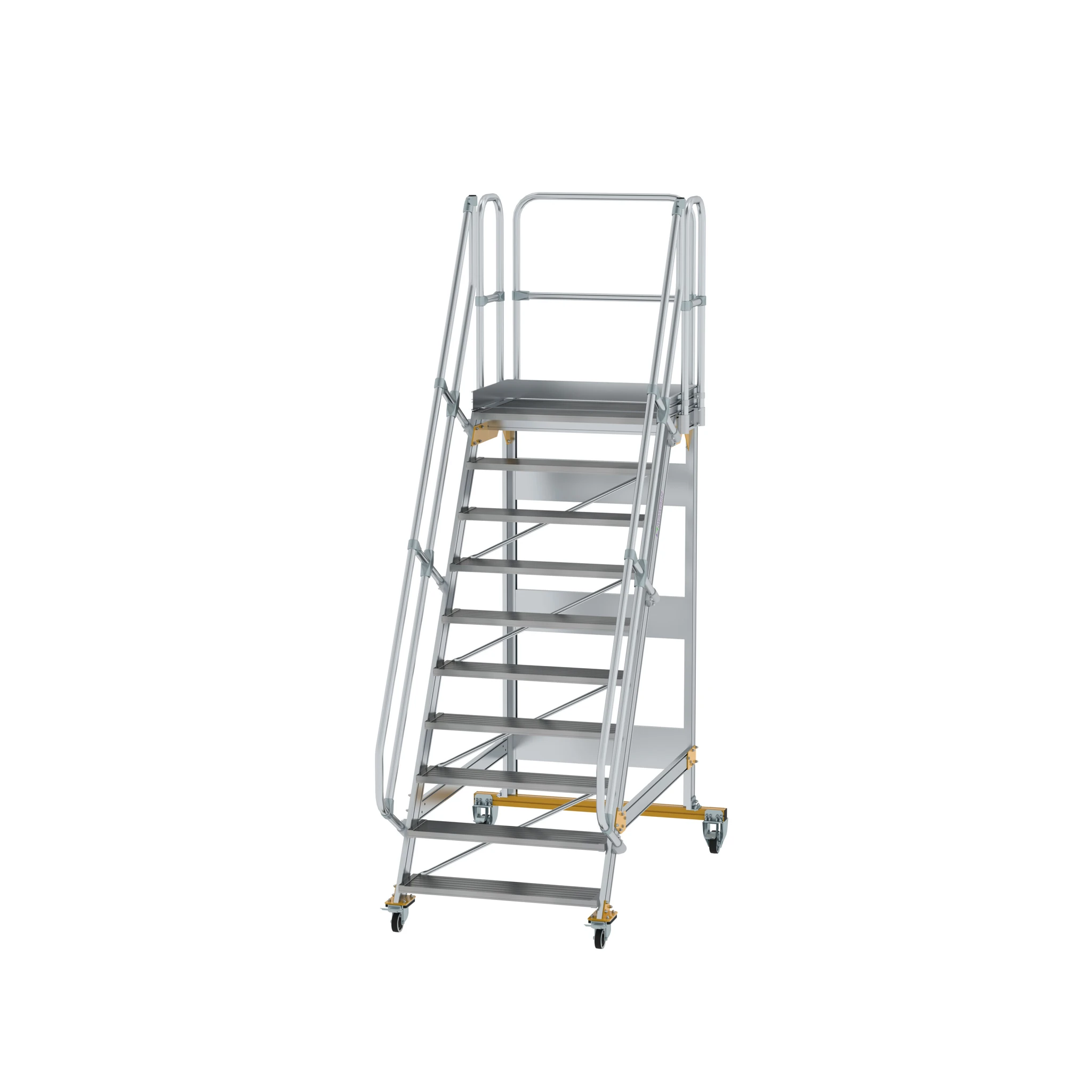 MUNK | Plattformtreppe fahrbar 60° Stufenbreite 1000 mm 10 Stufen