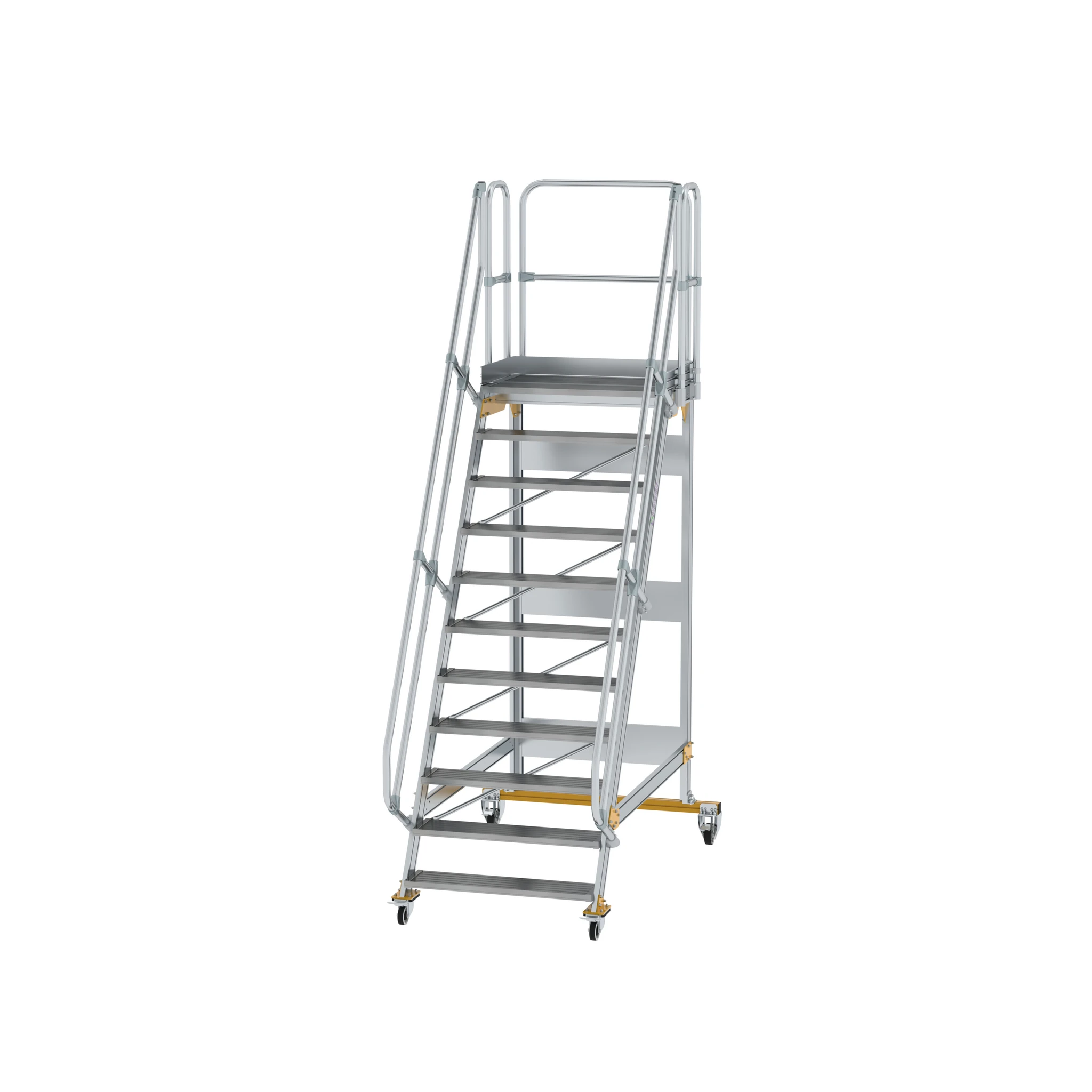 MUNK | Plattformtreppe fahrbar 60° Stufenbreite 1000 mm 11 Stufen