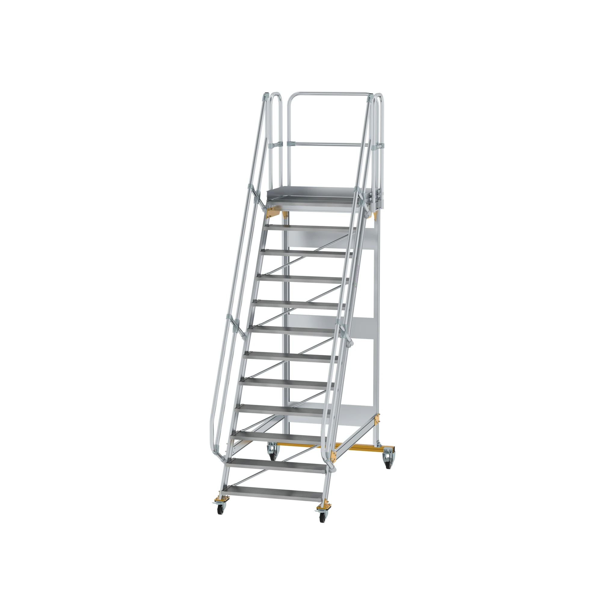 MUNK | Plattformtreppe fahrbar 60° Stufenbreite 1000 mm 12 Stufen