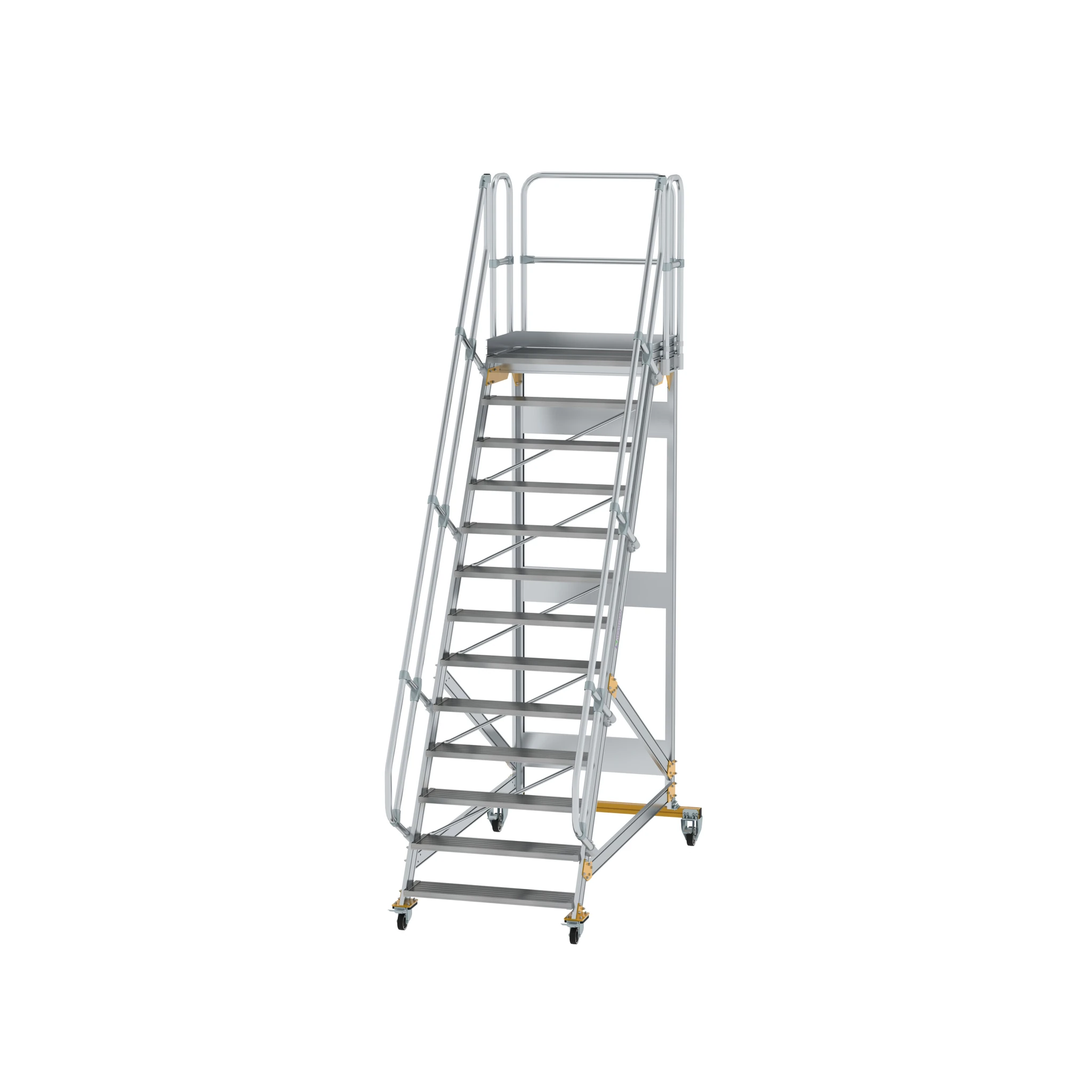 MUNK | Plattformtreppe fahrbar 60° Stufenbreite 1000 mm 13 Stufen