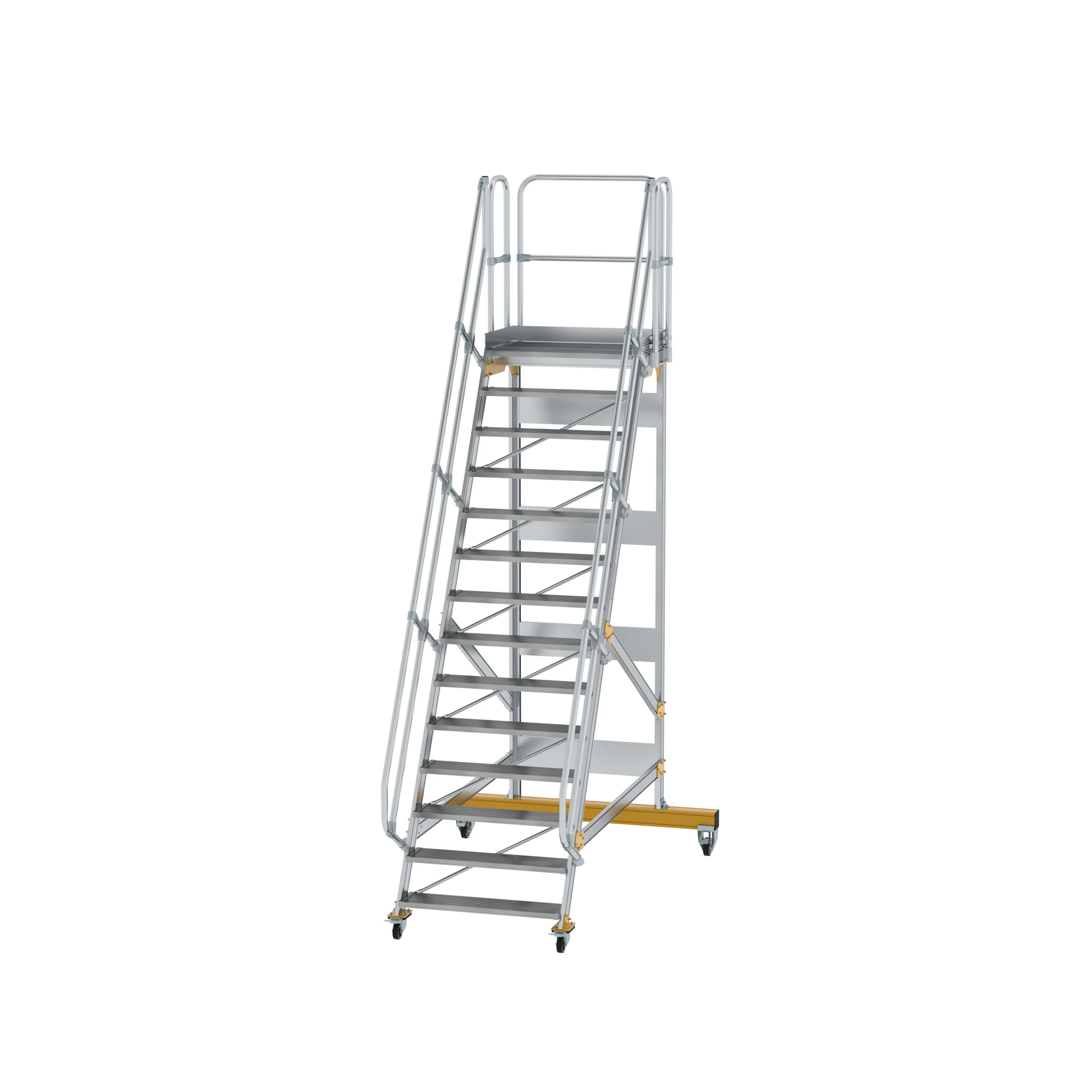 MUNK | Plattformtreppe fahrbar 60° Stufenbreite 1000 mm 14 Stufen