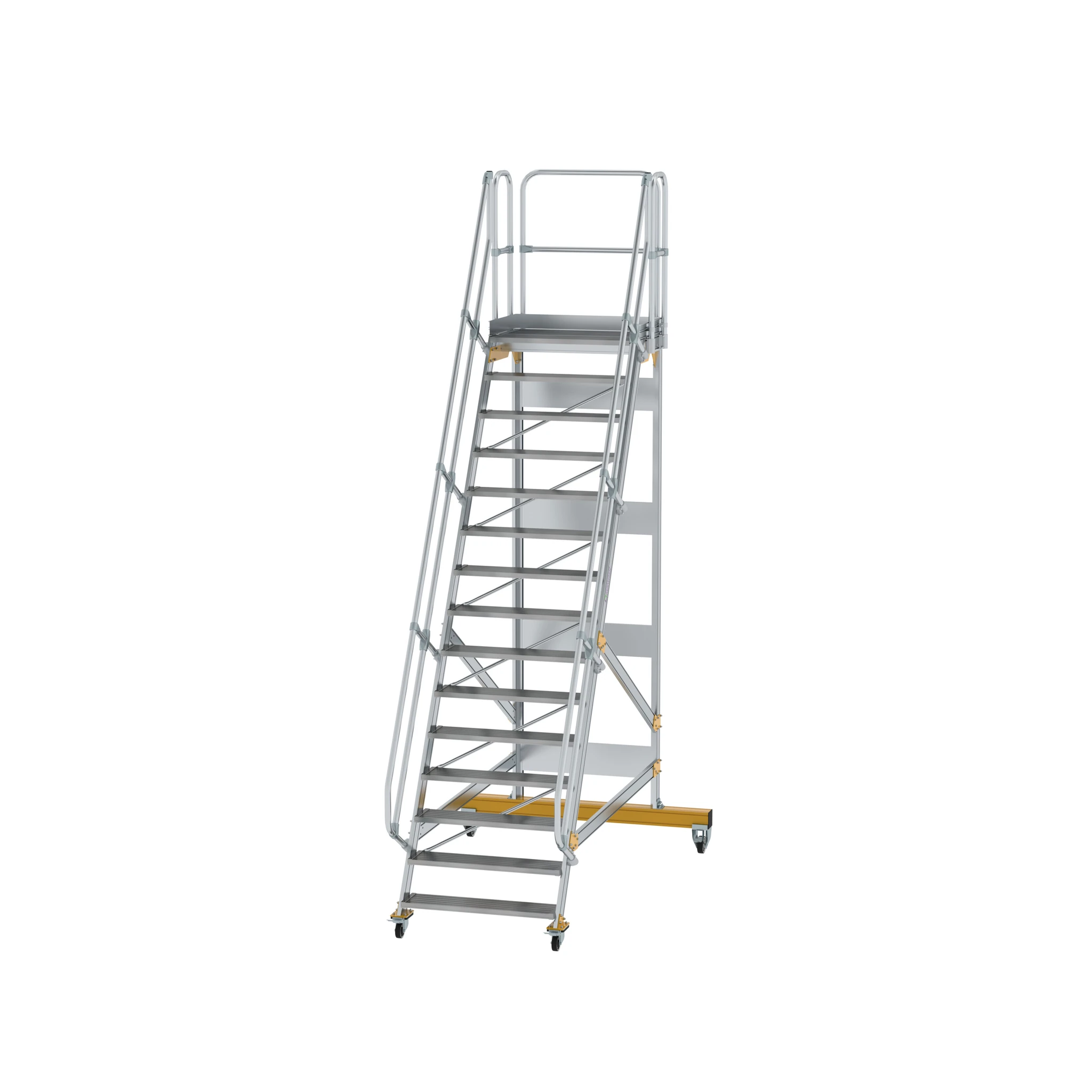 MUNK | Plattformtreppe fahrbar 60° Stufenbreite 1000 mm 15 Stufen